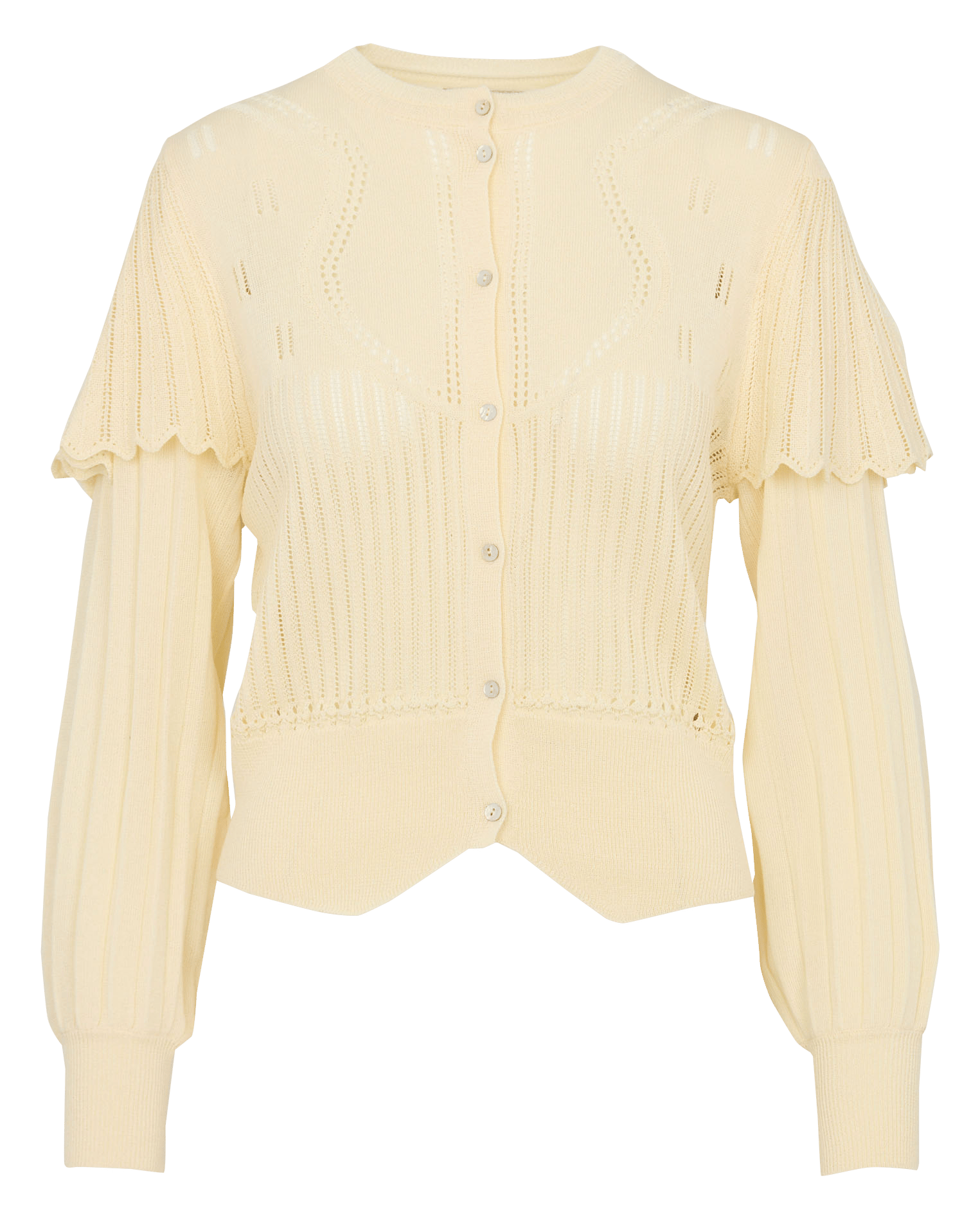 Straight cotton-blend round-neck cardigan COTELAC White
