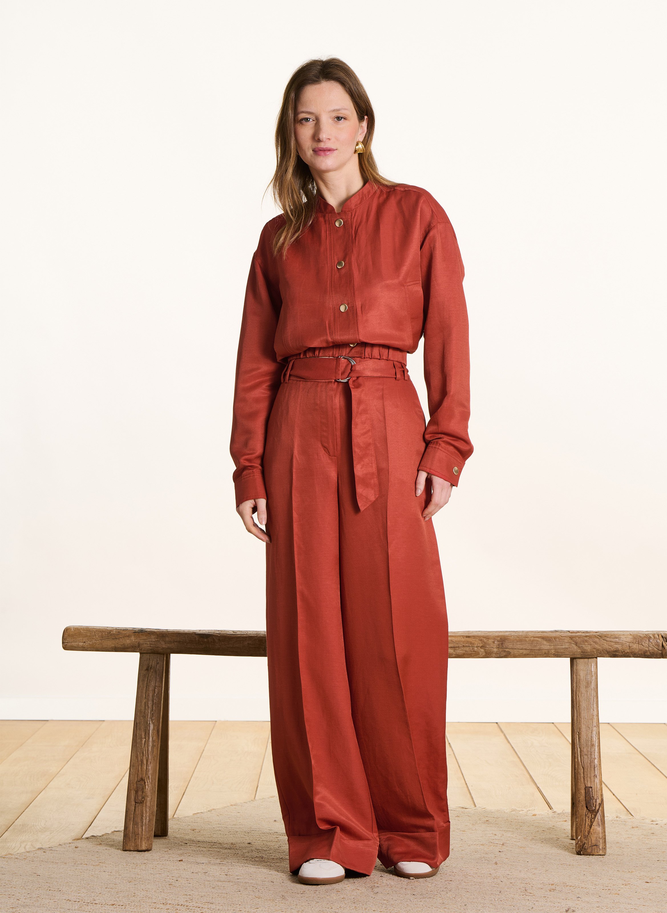 Wijde broek - linnenblend LA FEE MARABOUTEE Oranje