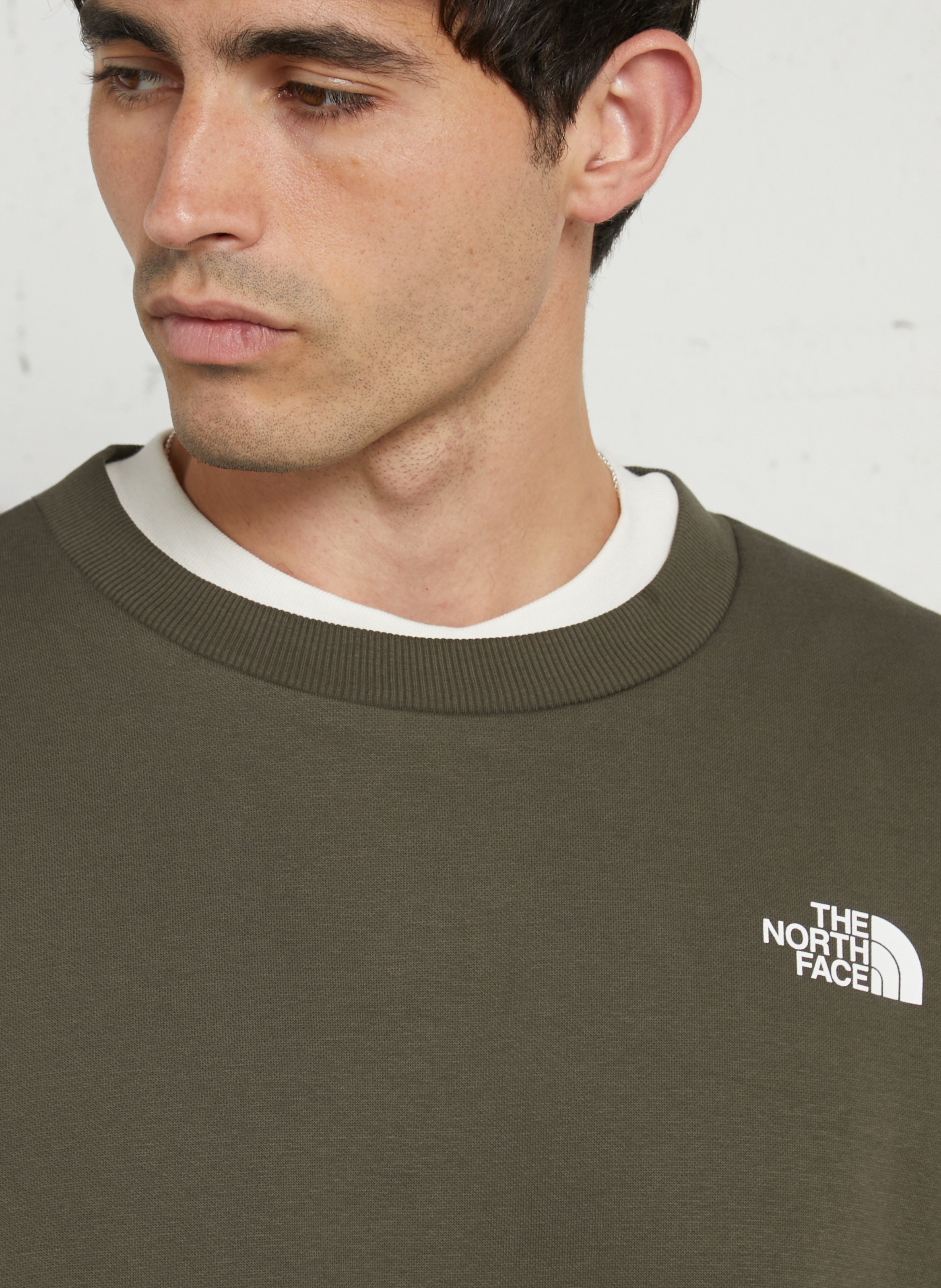 Sweat droit col rond sérigraphié en coton mélangé THE NORTH FACE Vert