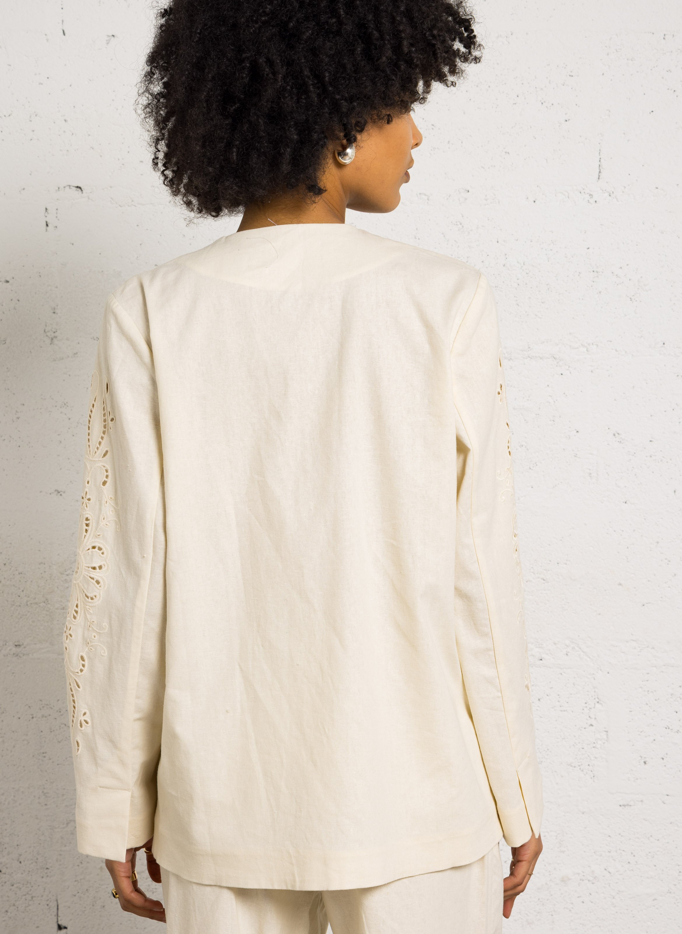 Linnenmix vest met V-hals BERENICE Beige