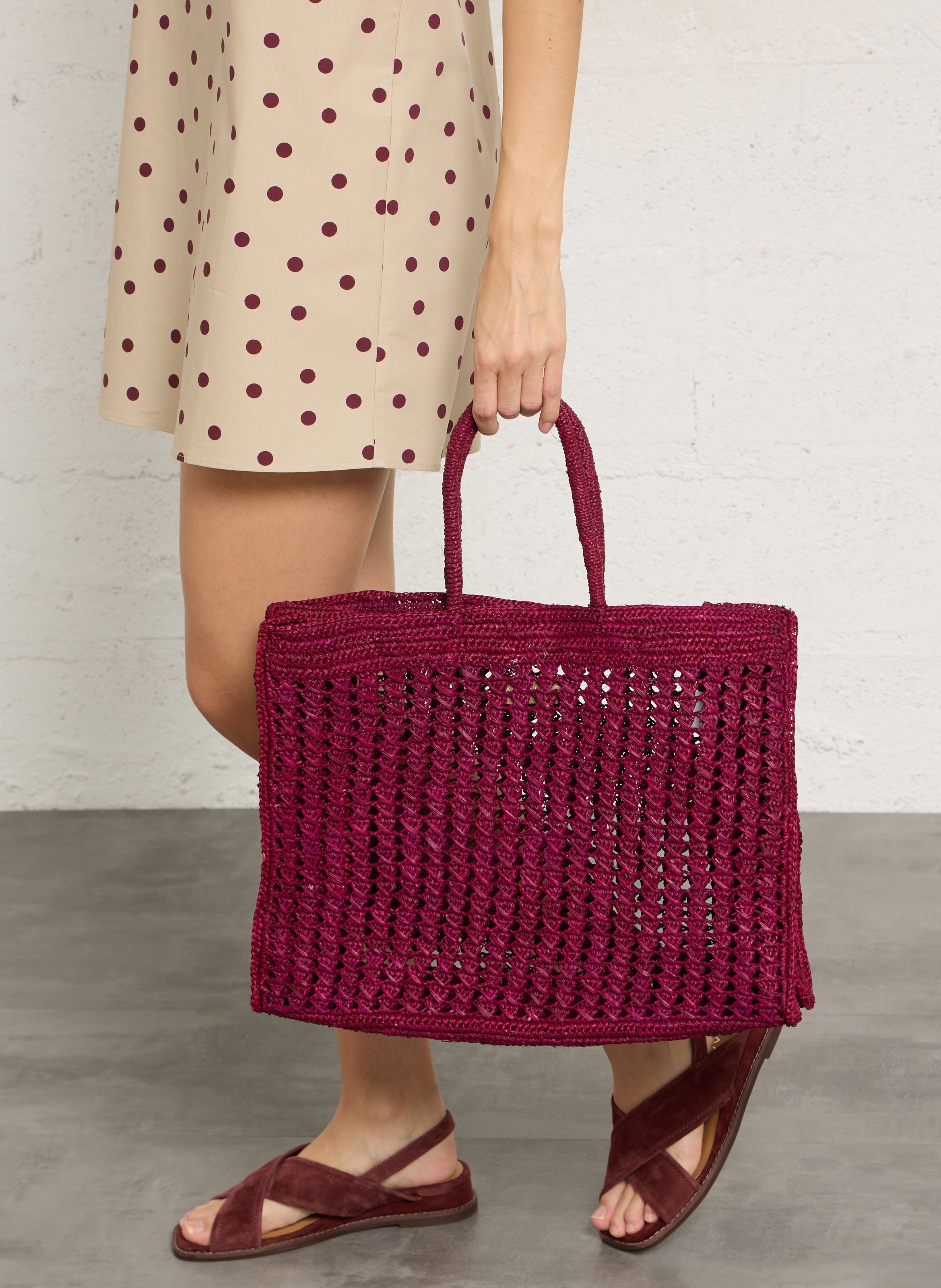 Cabas en raphia CAMALYA Prune