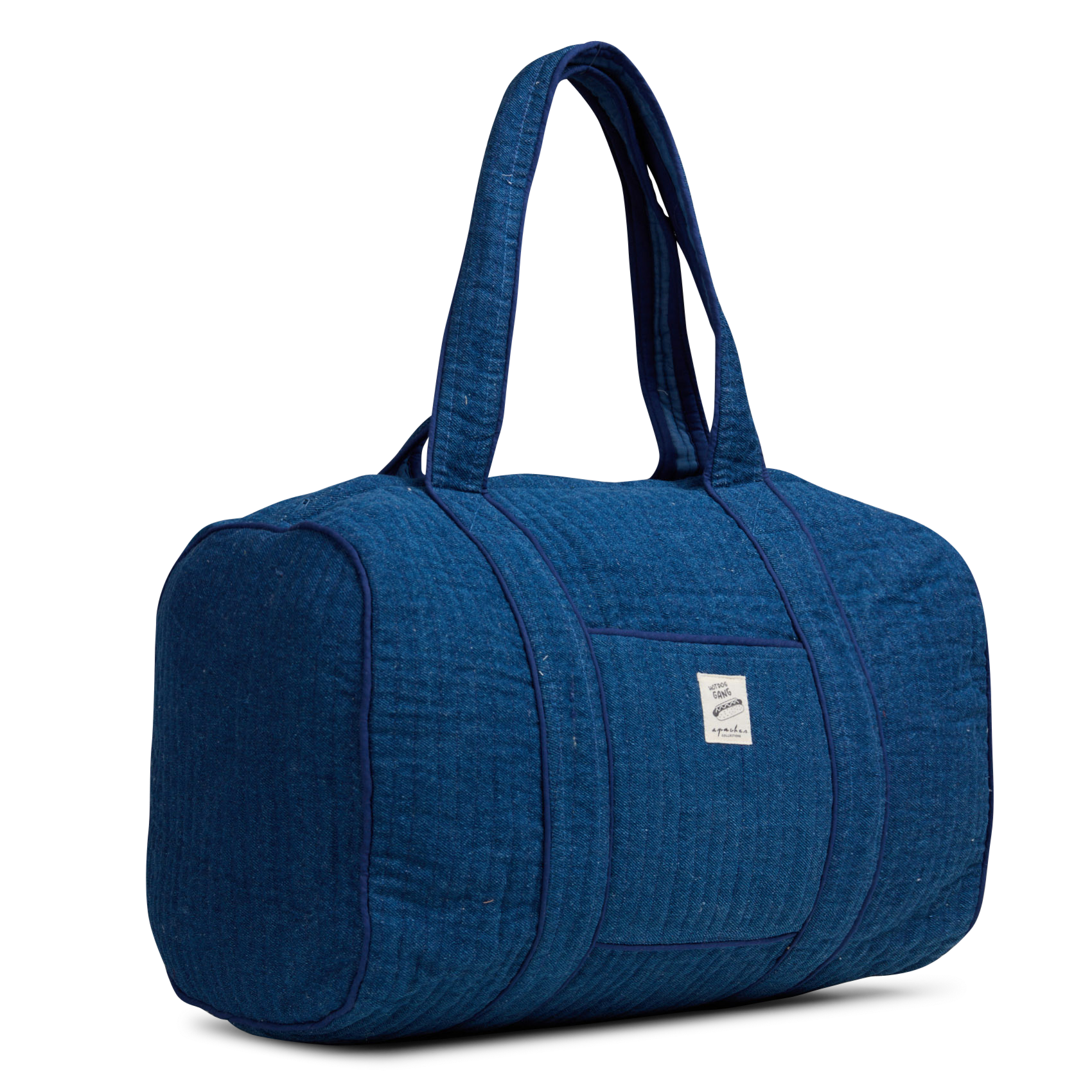 Sac zippé denim en coton matelassé APACHES COLLECTIONS Bleu