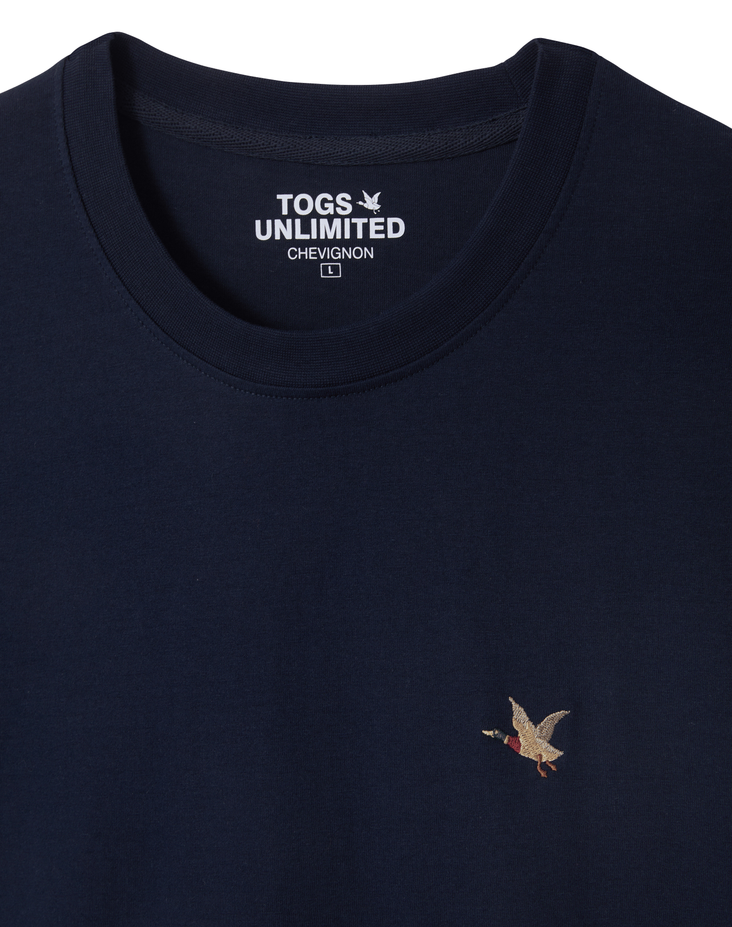 Tee-shirt droit col rond uni à logo brodé CHEVIGNON Bleu