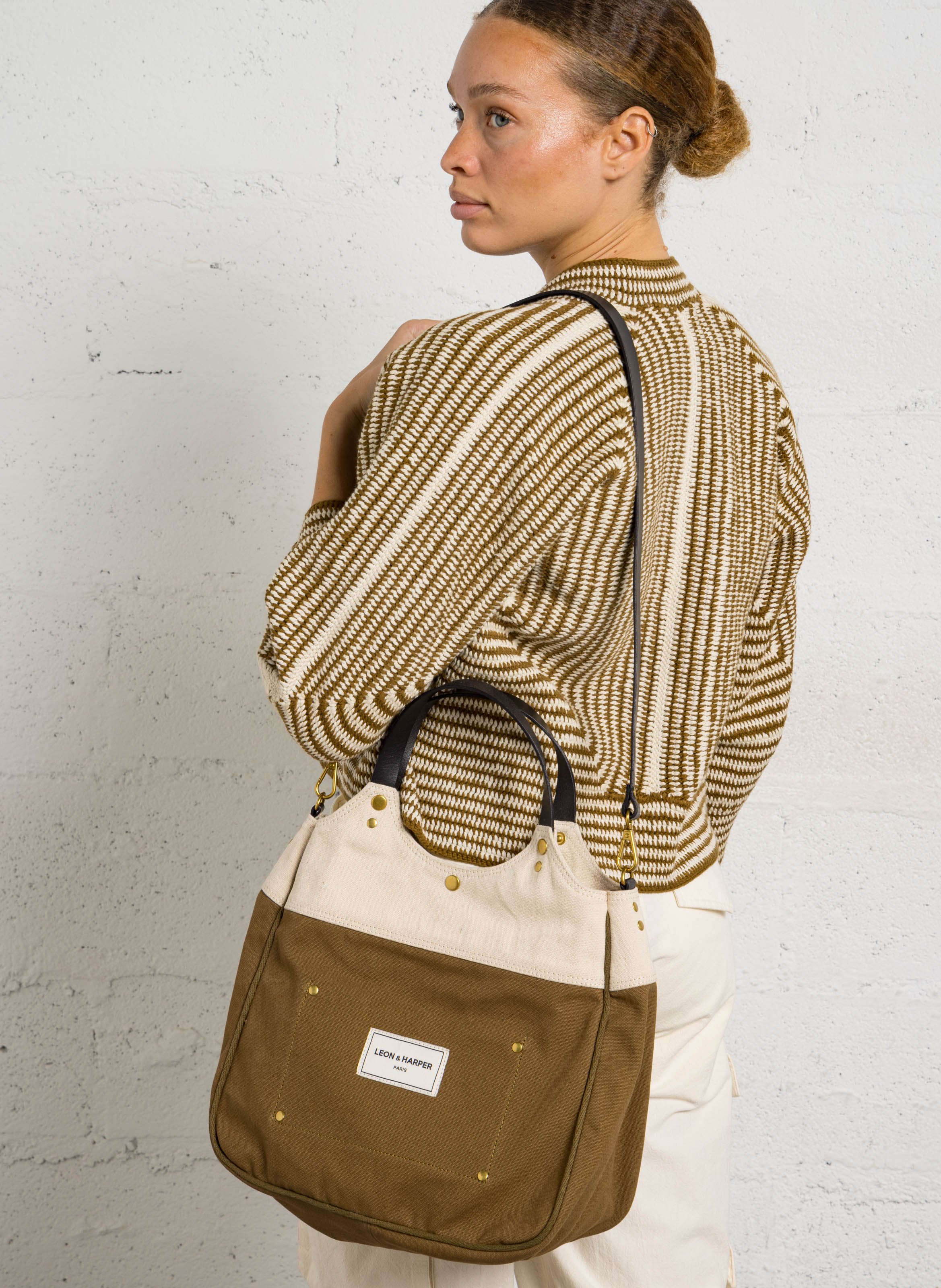 Sac cabas en coton LEON & HARPER Marron