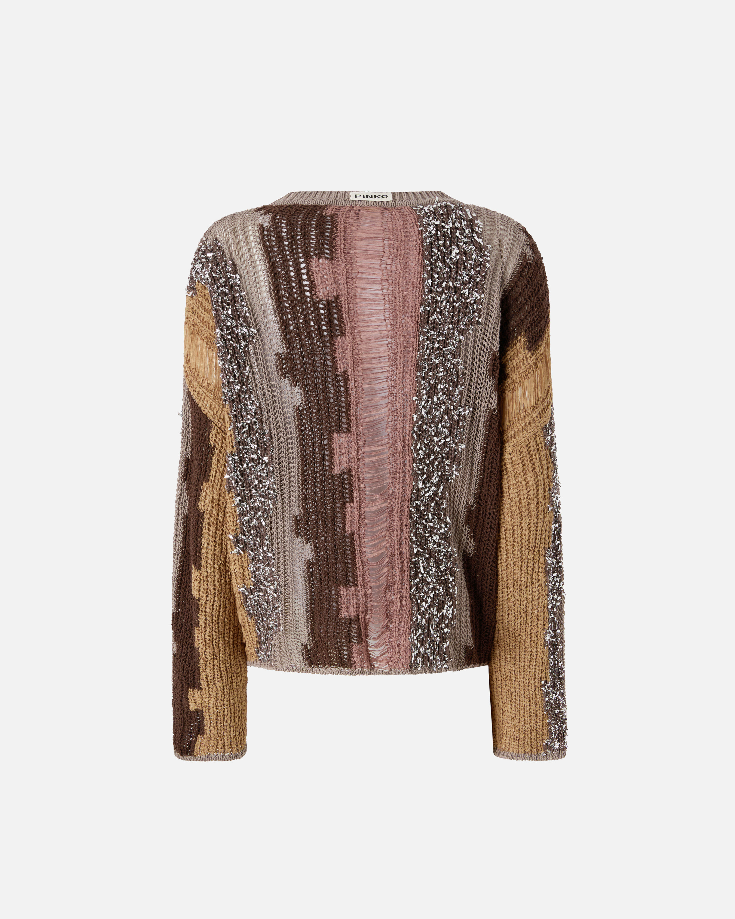 Pull à fils contrastants en intarsia PINKO Marron