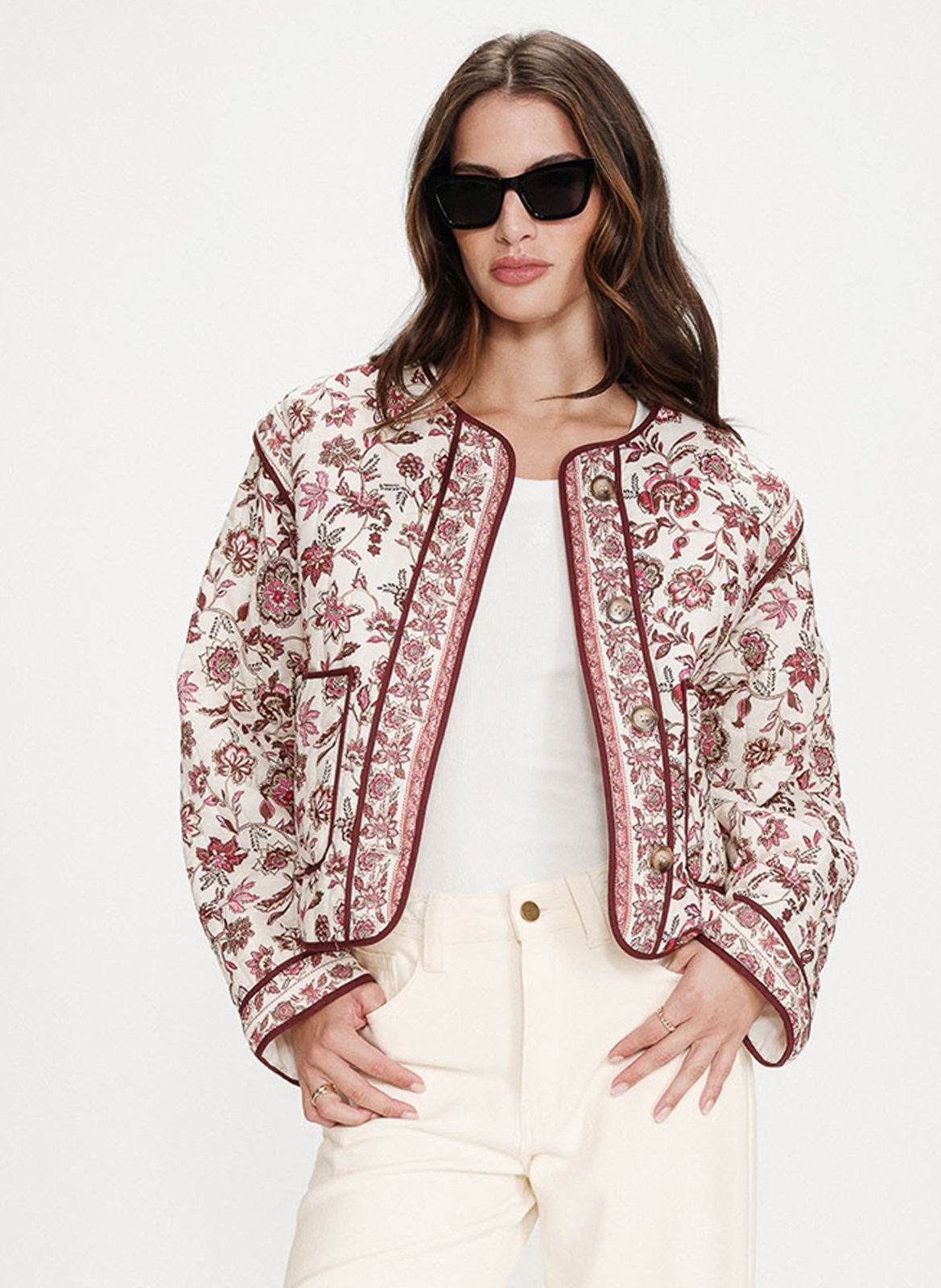 Short quilted jacket with pattern GRACE ET MILA Pink