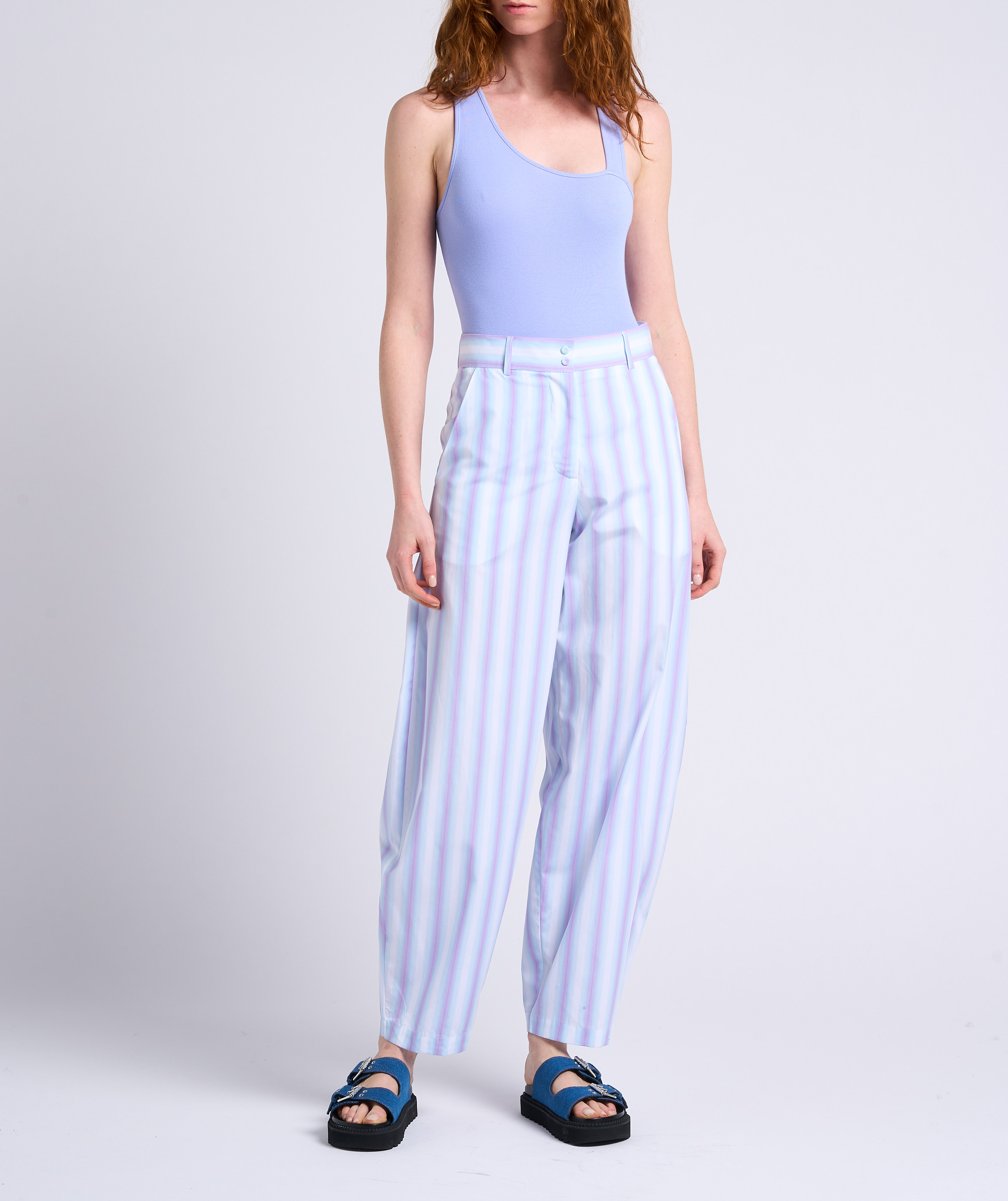 Pantalon droit à rayures MARGAUX LONNBERG Violet