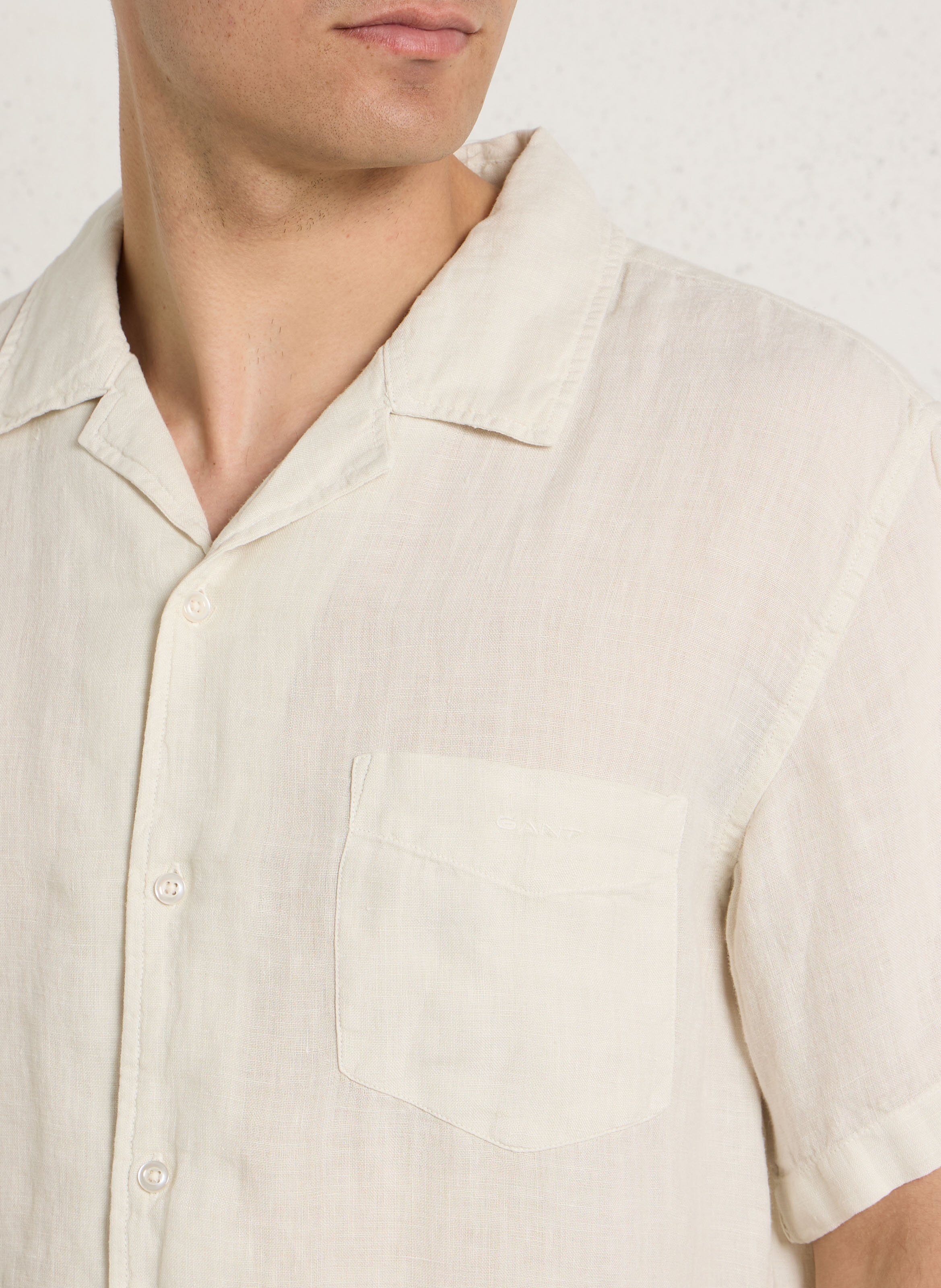 Chemise col classique en lin GANT Beige