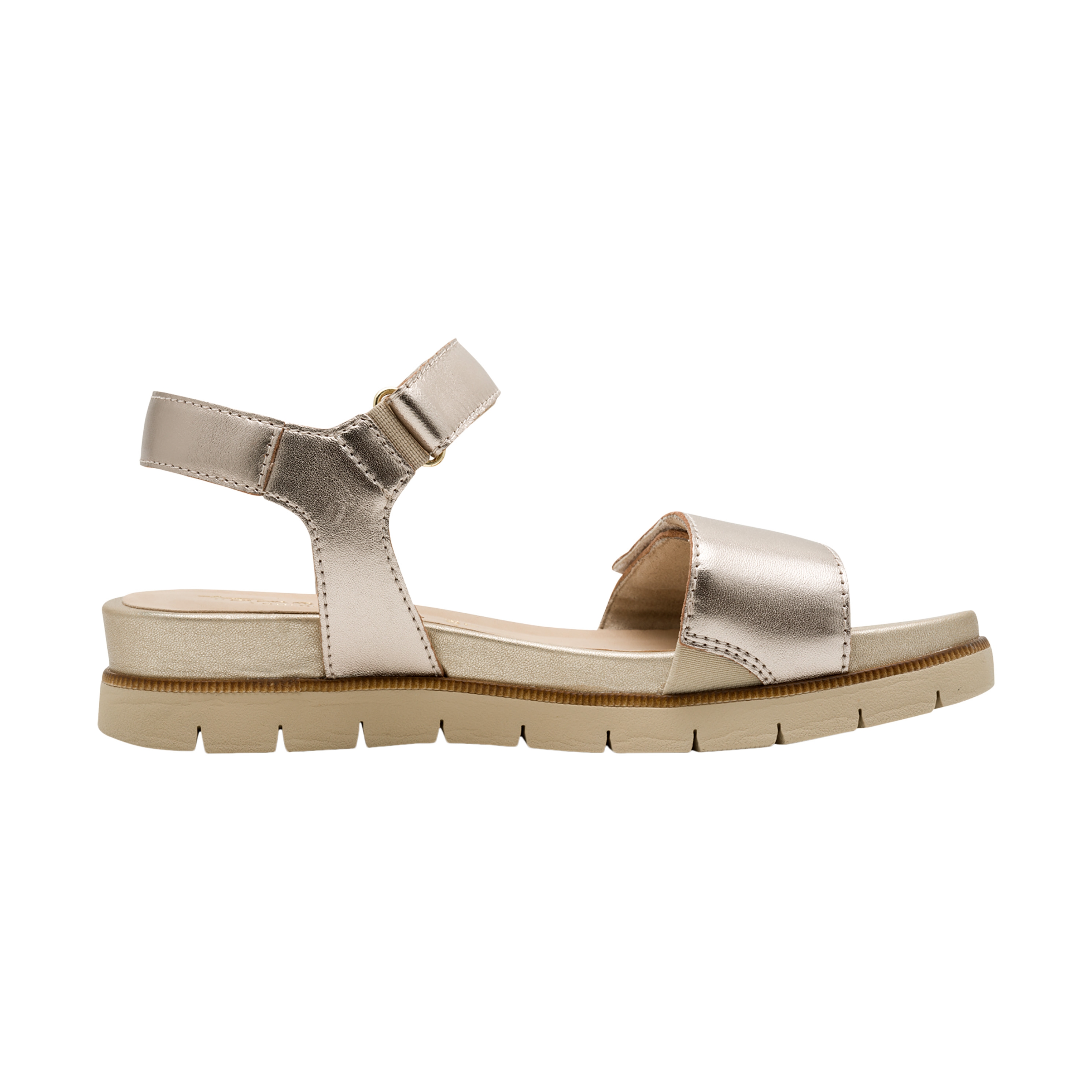 Leather comfort wedge sandals TAMARIS Golden