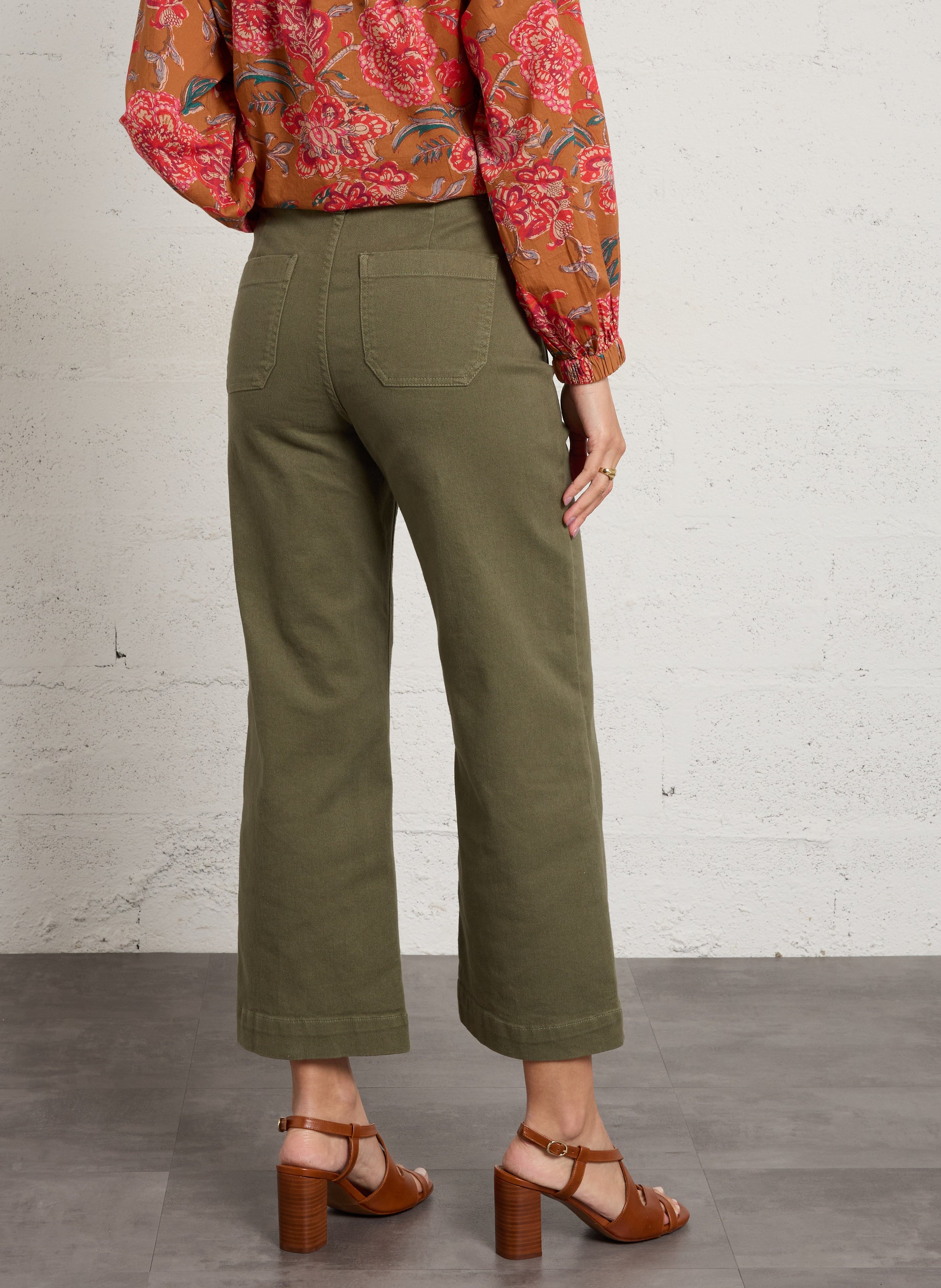 High-waisted cropped straight leg jeans MAISON 123 Green