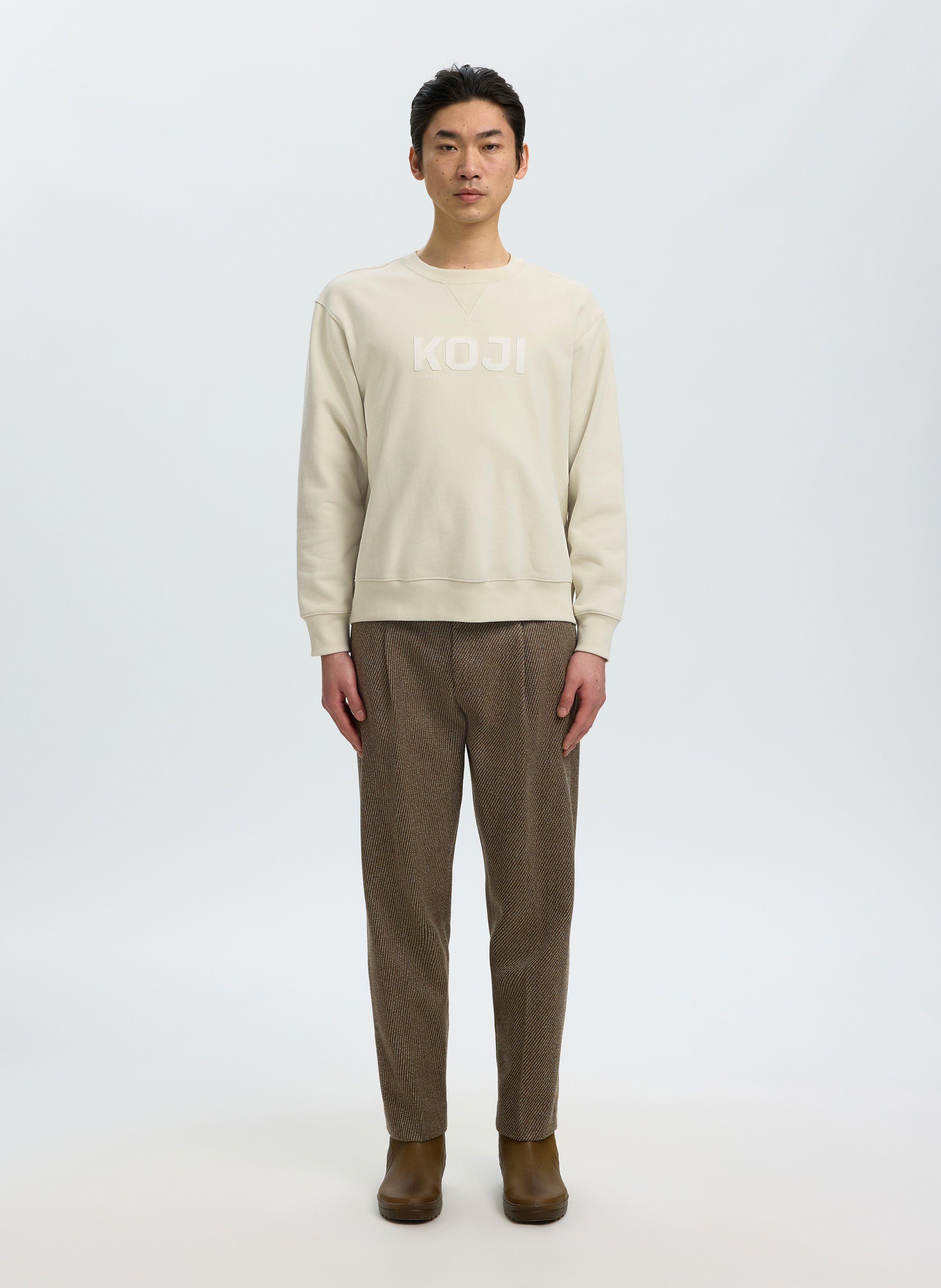 Rechte sweater met ronde hals en borduursel SELECTED Beige