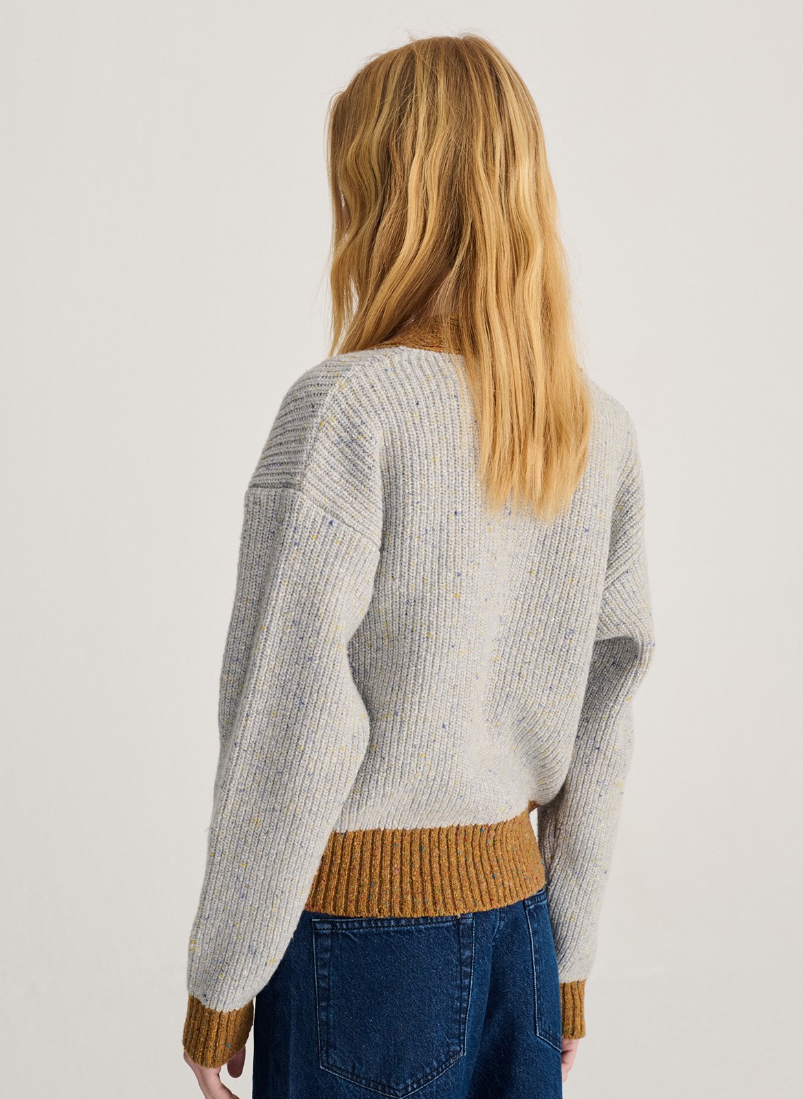 Wijdvallende cardigan met contrastkleurige boorden BOBO CHOSES Blauw