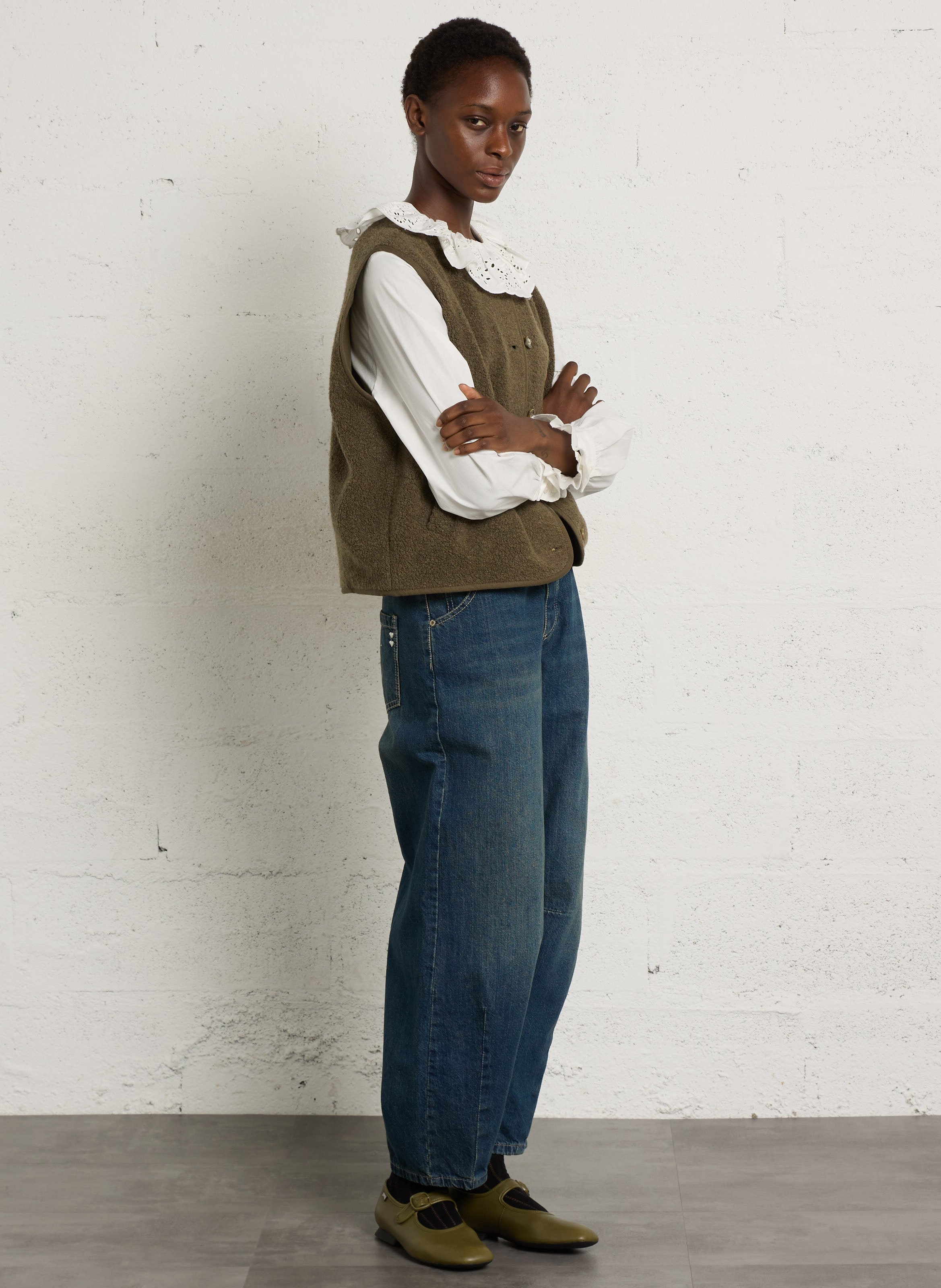 Oversized jasje van wolmix  DES PETITS HAUTS Groen