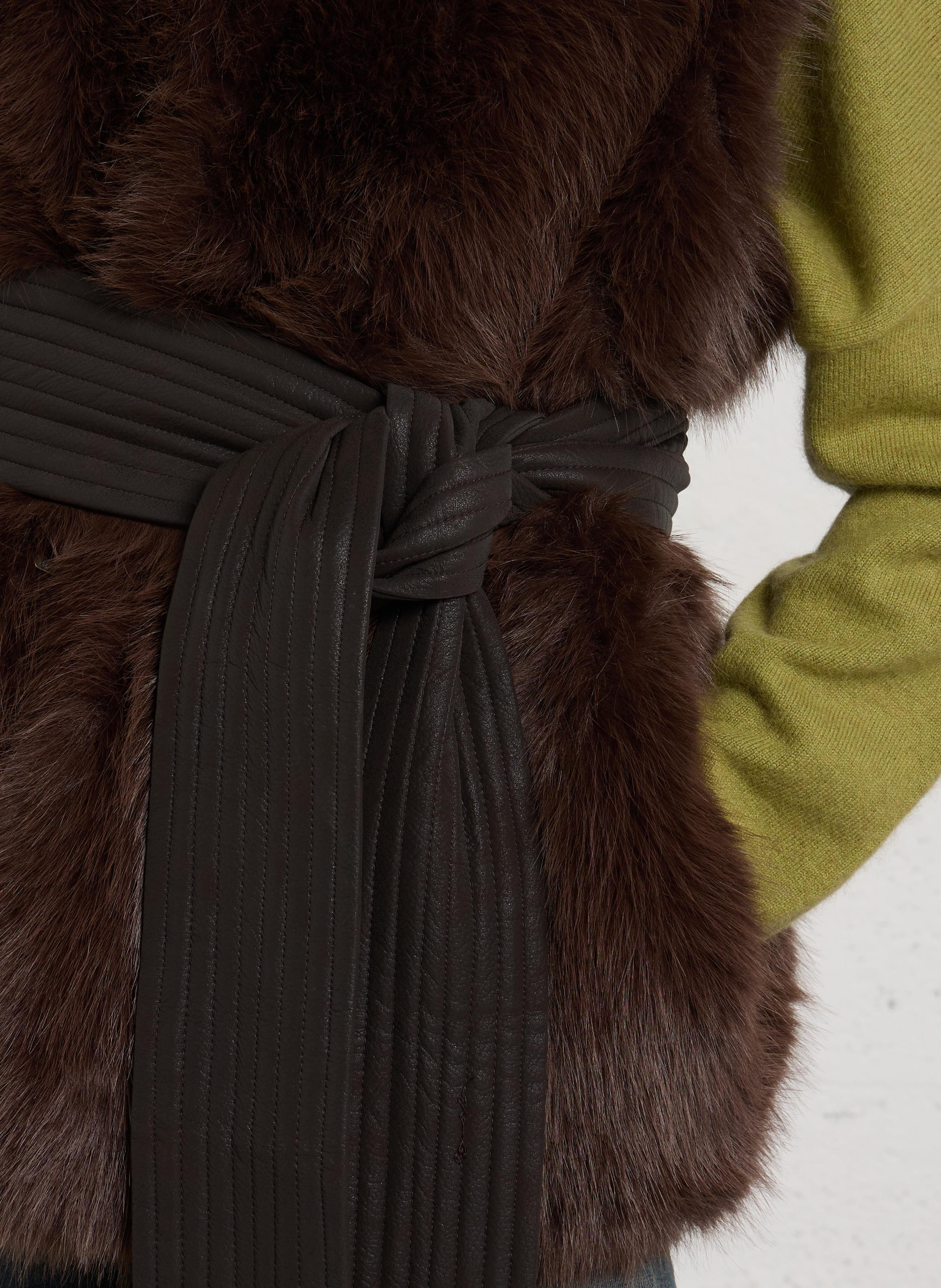 Sleeveless faux fur vest LIU JO Brown