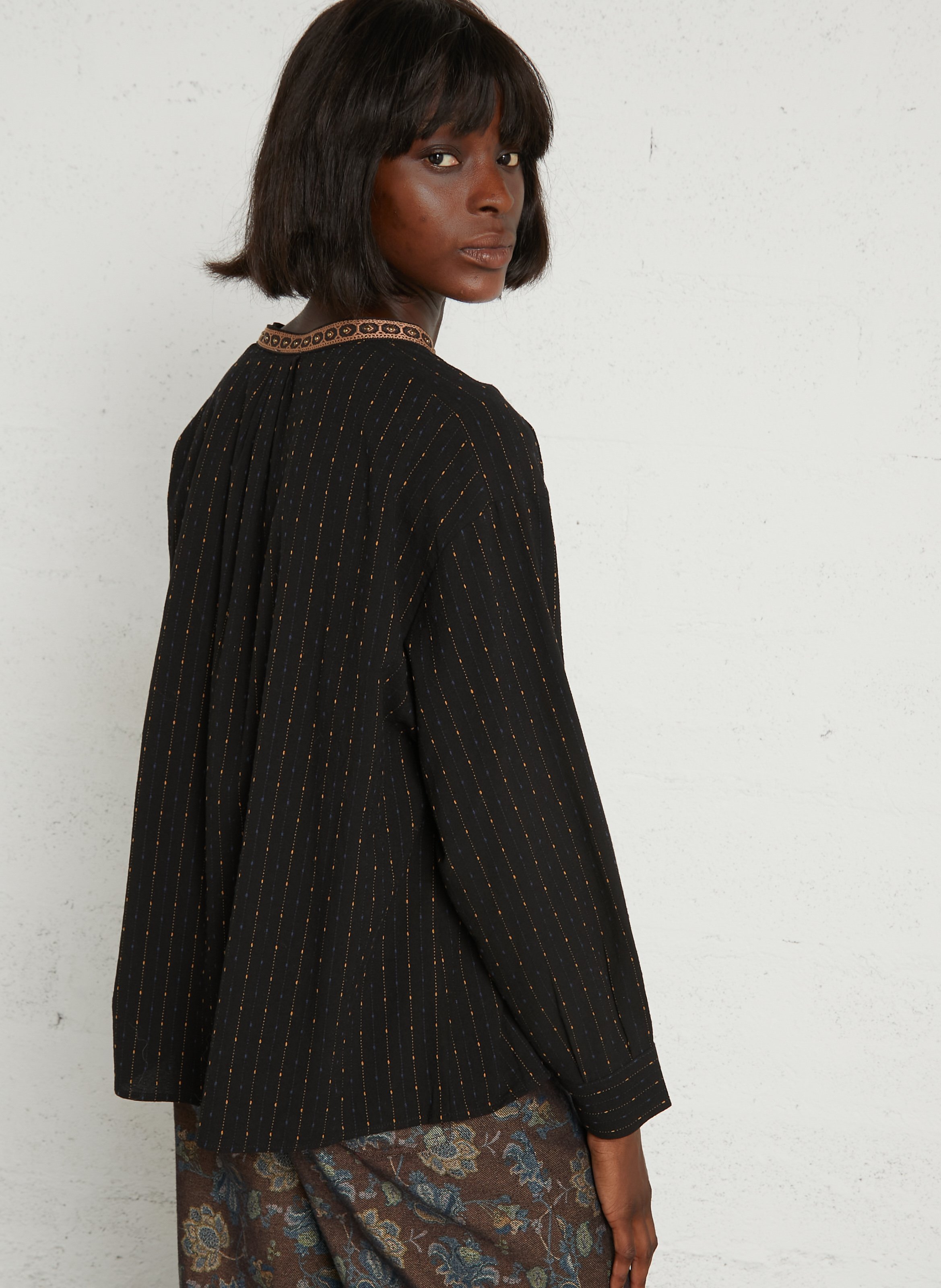 Blouse col tunisien en coton  THE KORNER Noir