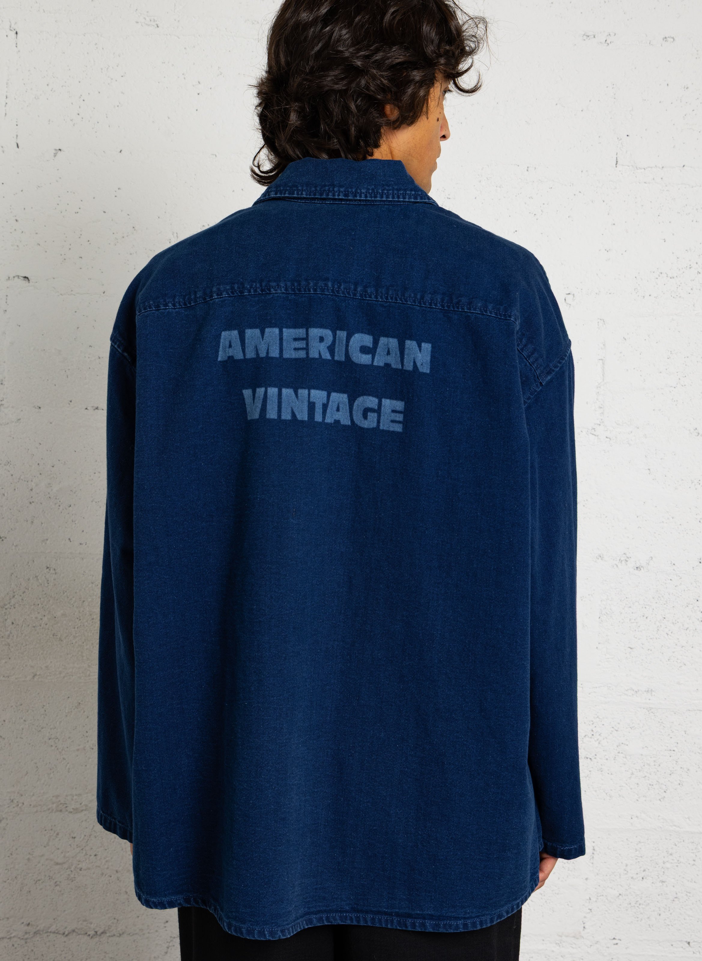 Chemise ample col classique en coton mélangé AMERICAN VINTAGE Bleu