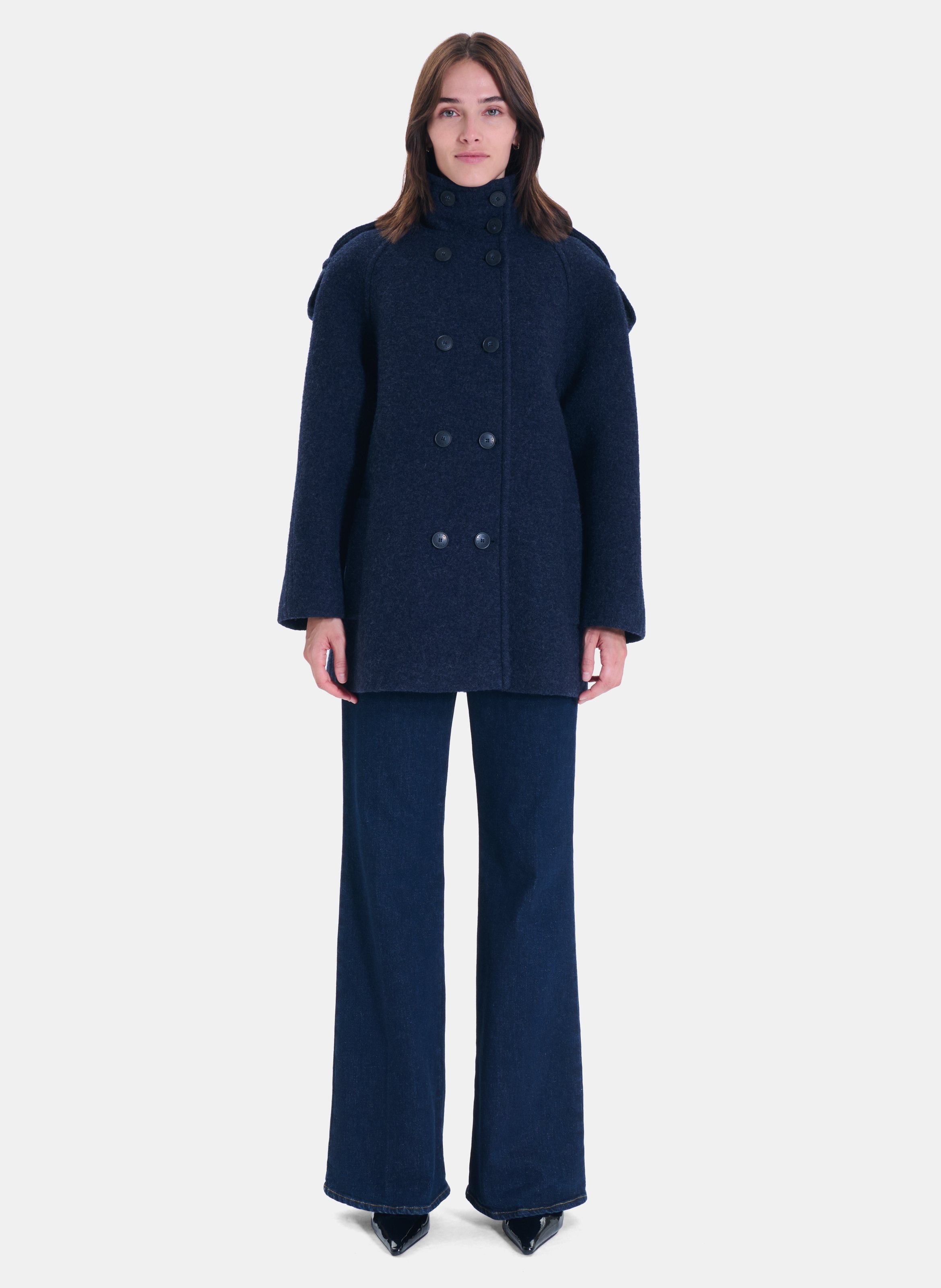 High-neck wool coat ZAPA Blue