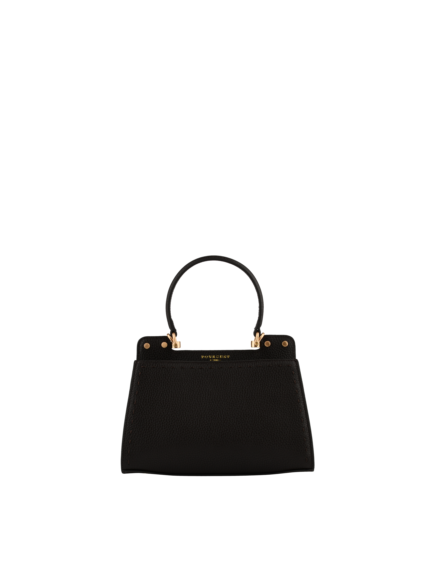 Cowhide leather handbag with a suede-effect finish POURCHET Brown