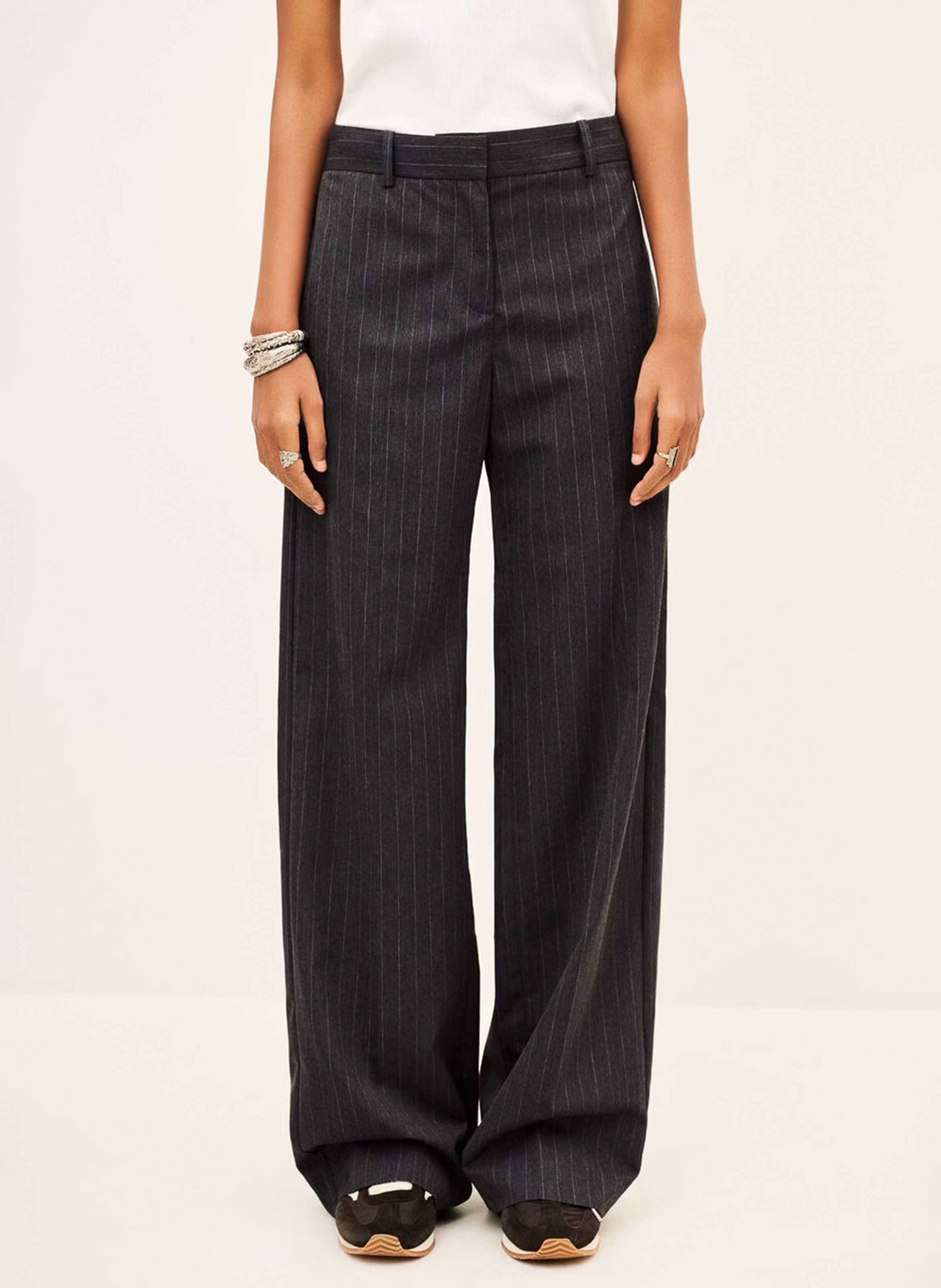 Pantalon tailleur droit à rayures BA&SH Gris