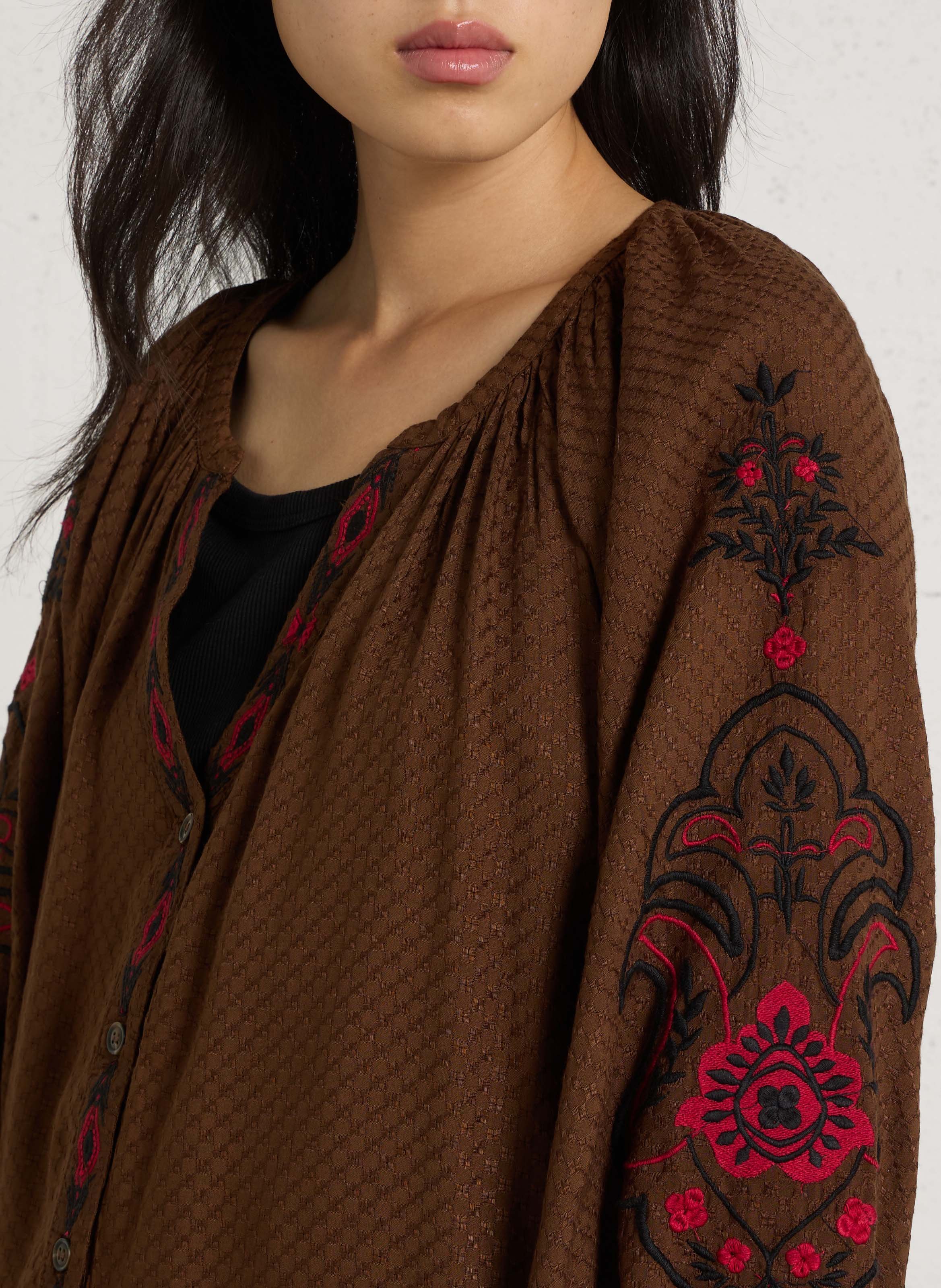 Embroidered blouse with Henley collar LA PETITE ETOILE White