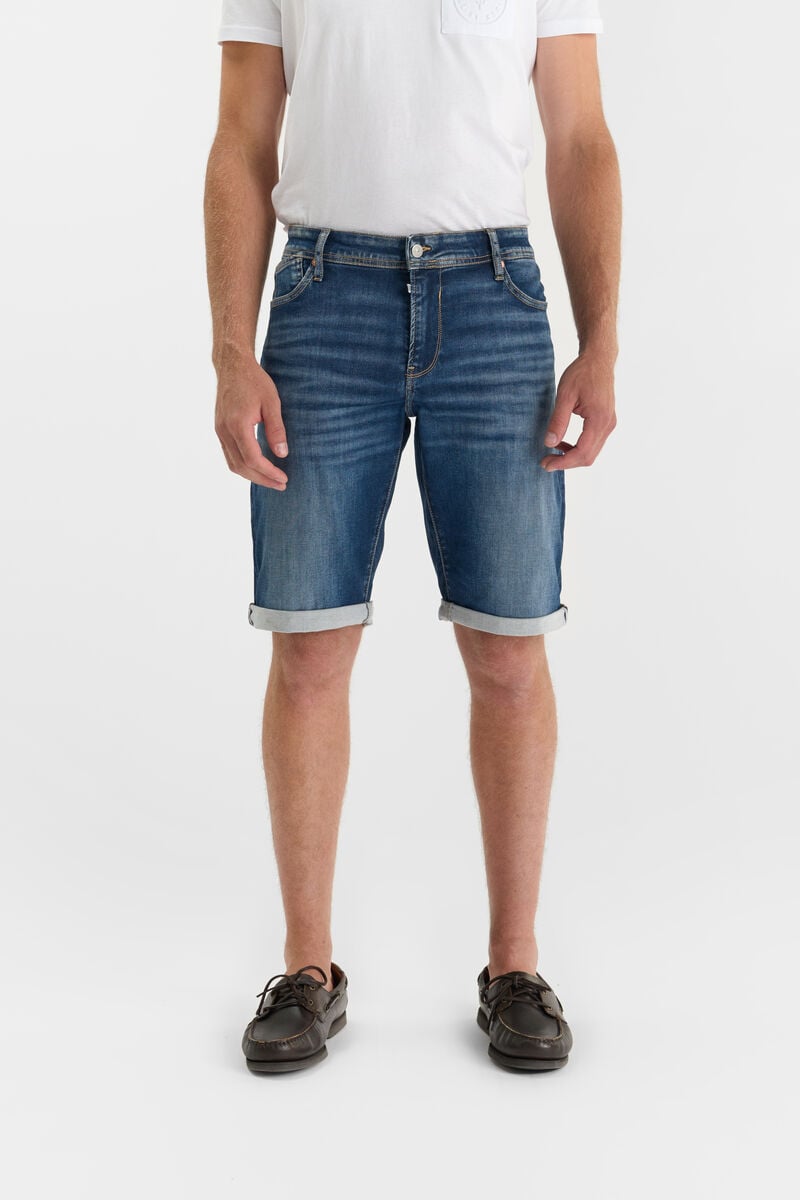 Zip-Front Denim Bermuda Shorts LE TEMPS DES CERISES Blue