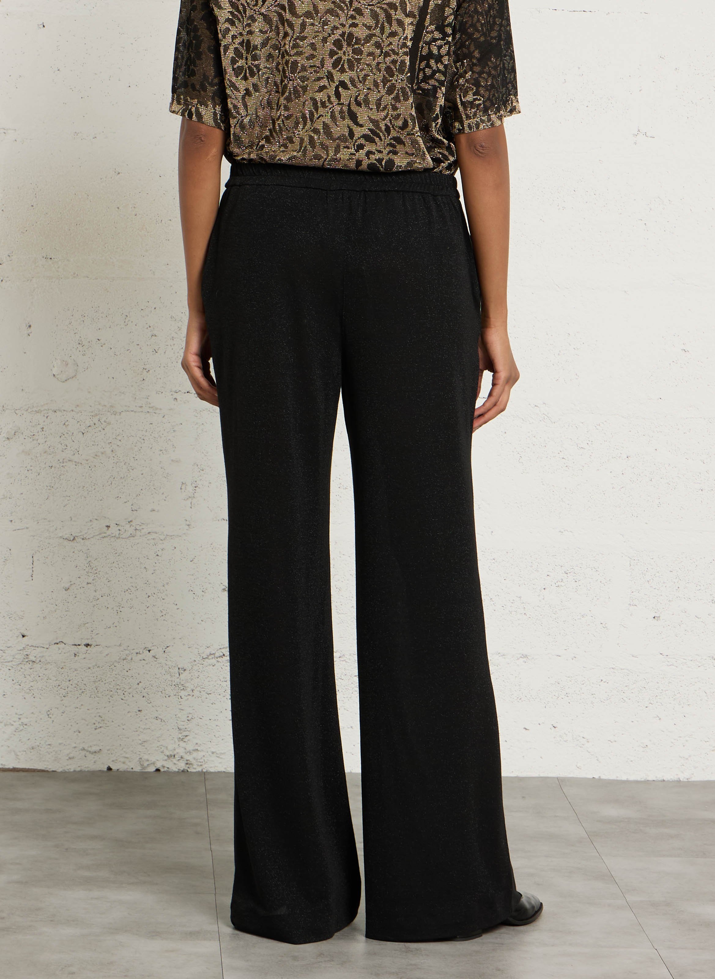 Pantalon large fluide métallisé MOMONI Noir