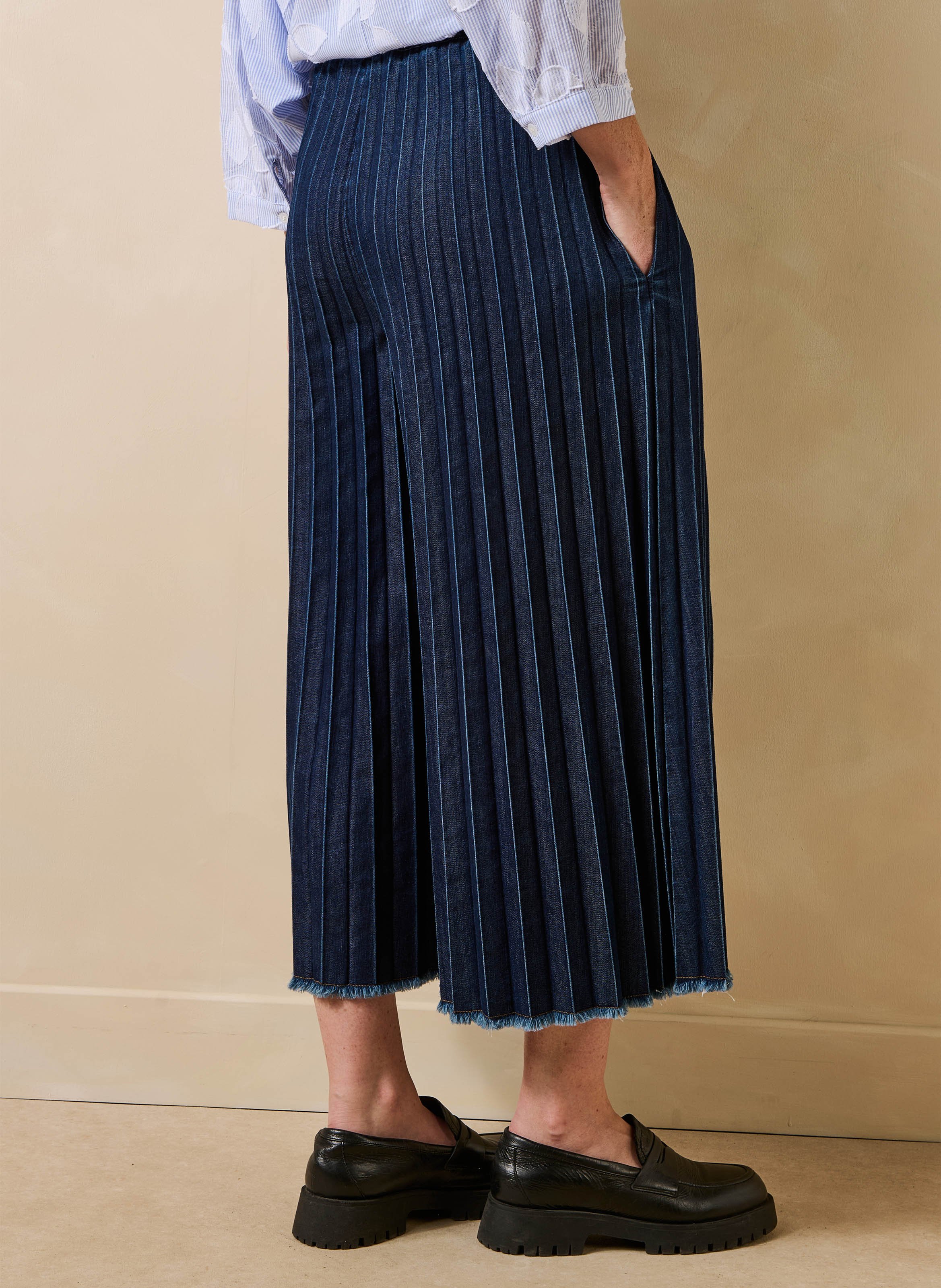 Pantalon large denim LA FEE MARABOUTEE Bleu