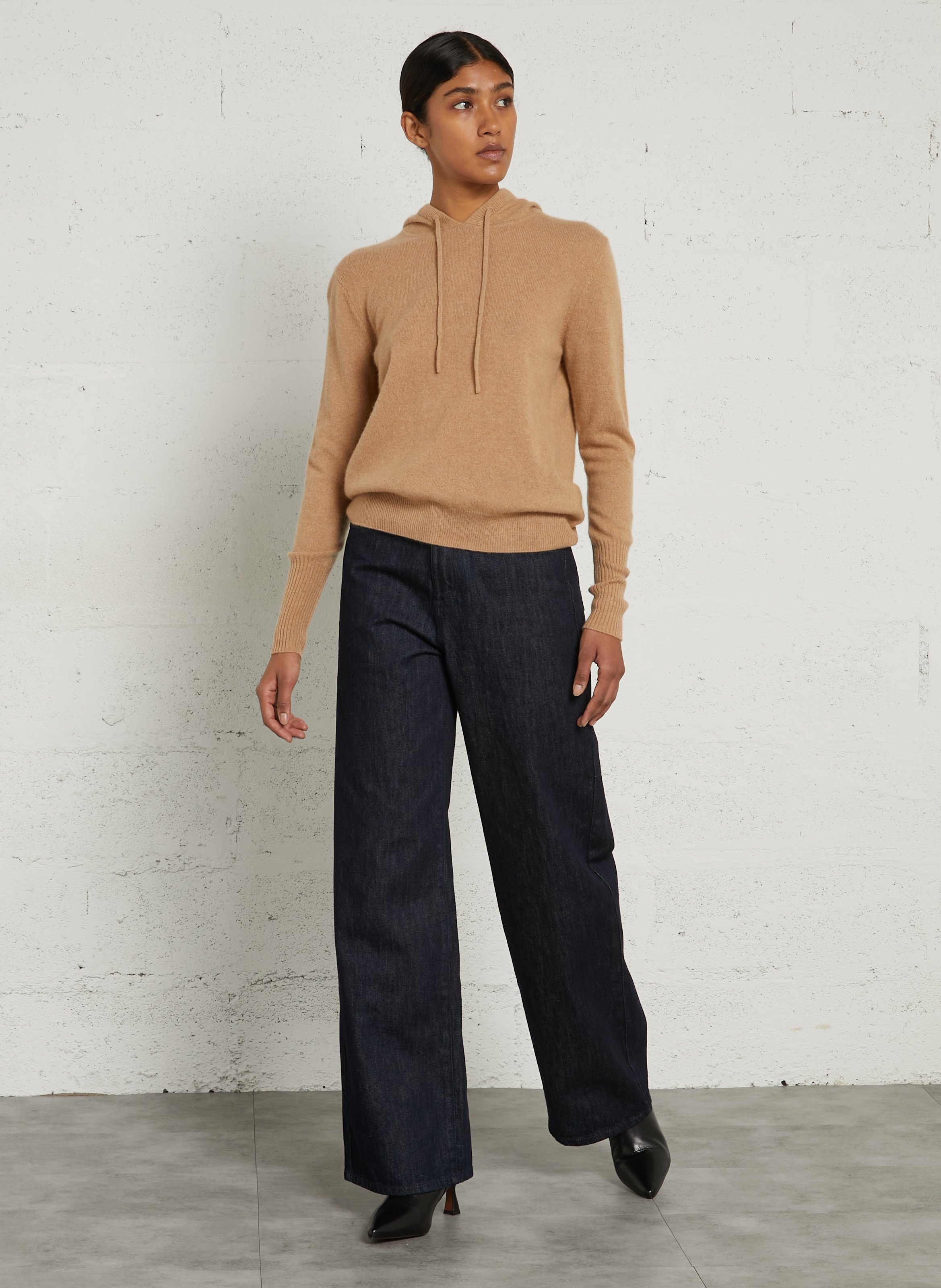 Donkerblauwe jeans met hoge taille en wijde pijpen IKKS Blauw