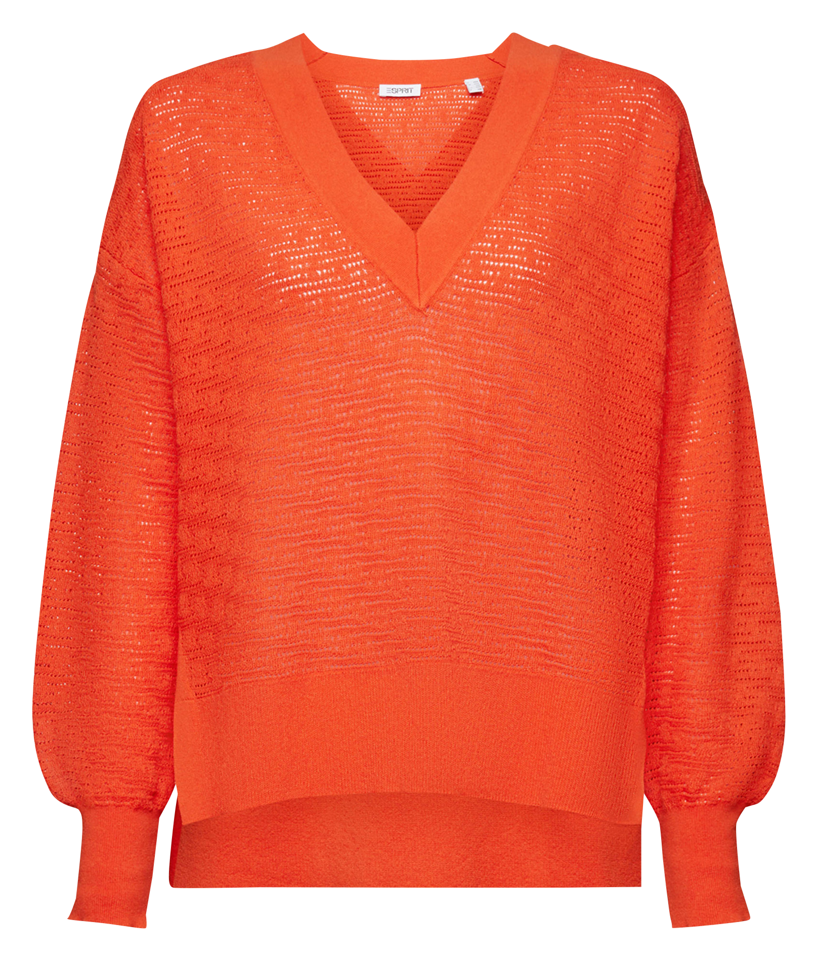 Pull col V en maille ESPRIT Orange