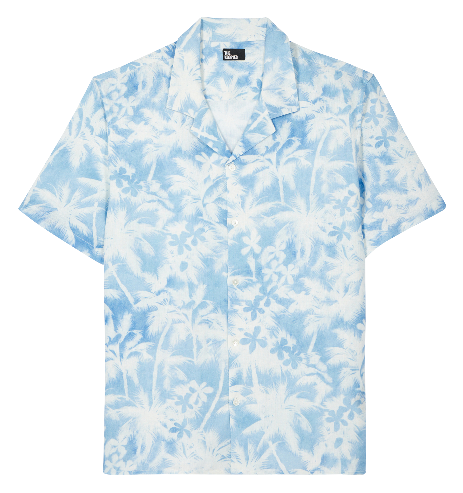 Chemise col à revers droite imprimée lin mélangé THE KOOPLES Blanc