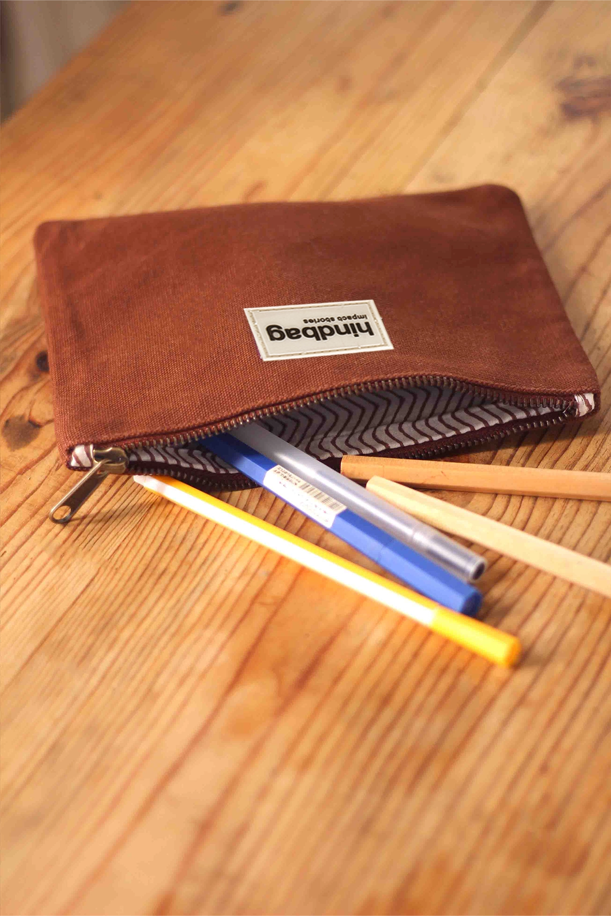 Cotton clutch bag Brown