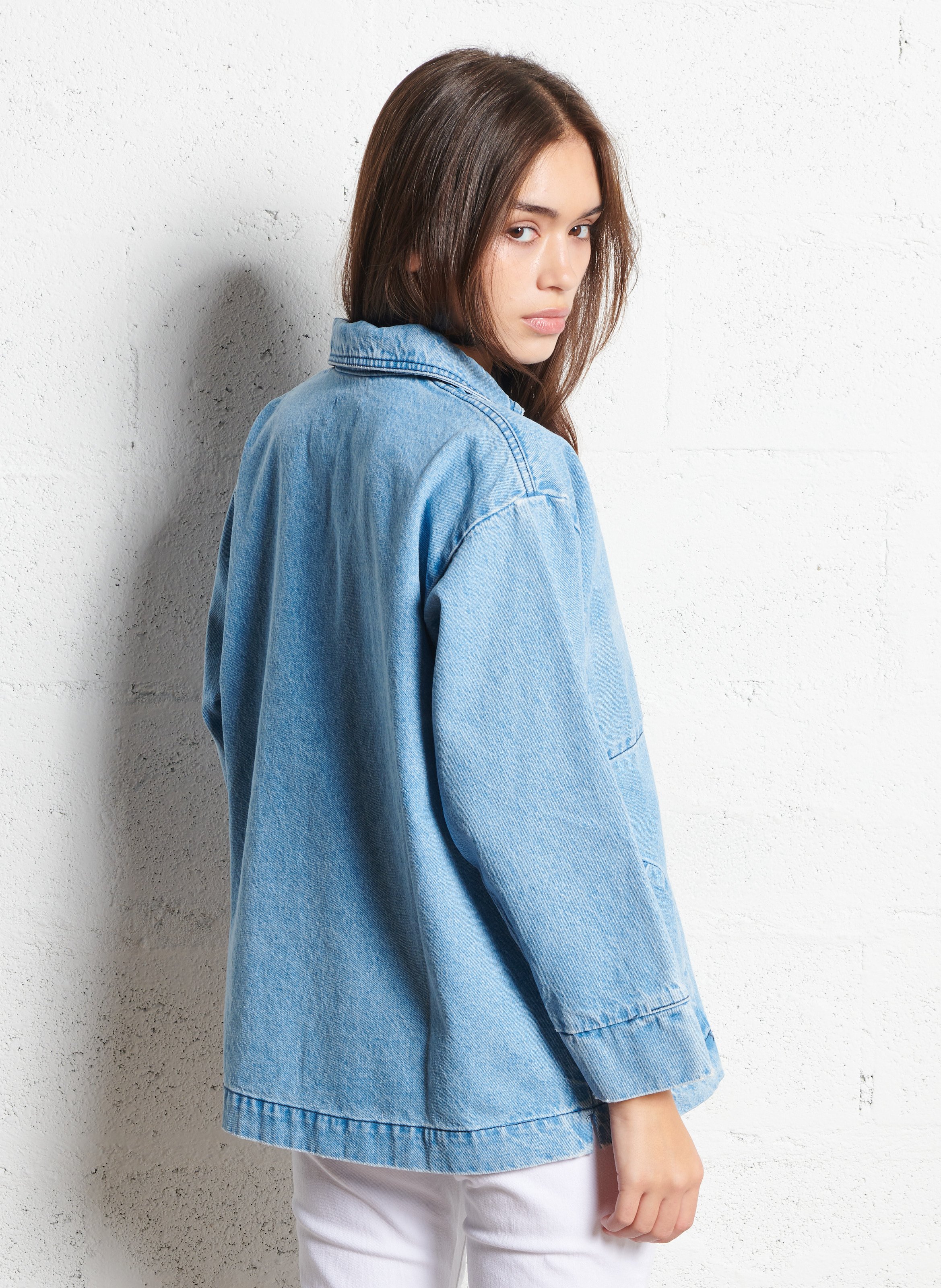 Oversized cotton blouse ACQUAVERDE Blue