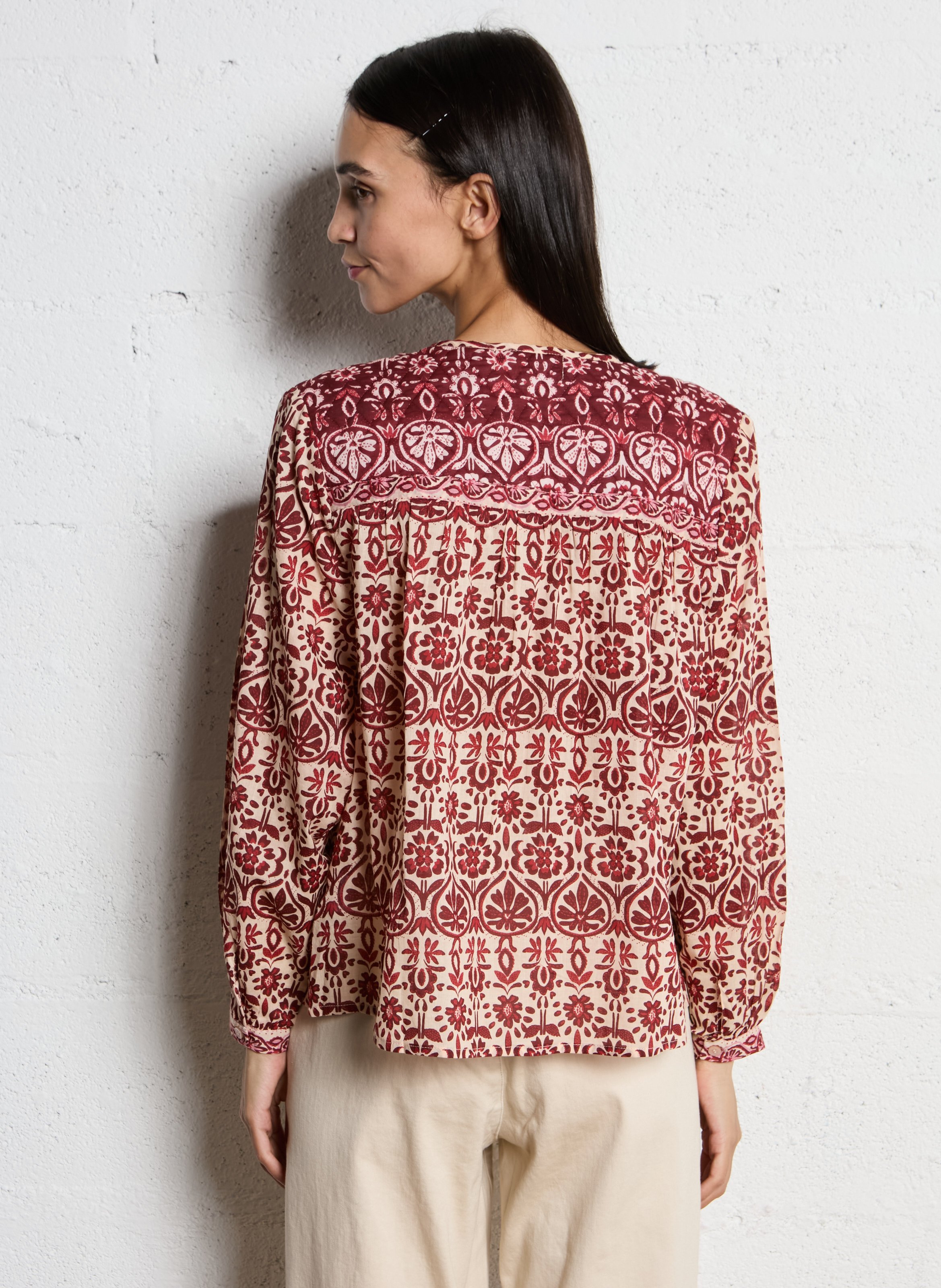 Straight gathered cotton top with buttons LA PETITE ETOILE Multicolored