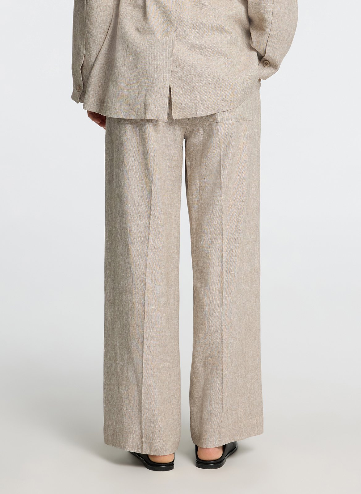 Pantalon droit en lin mélangé SELECTED Marron