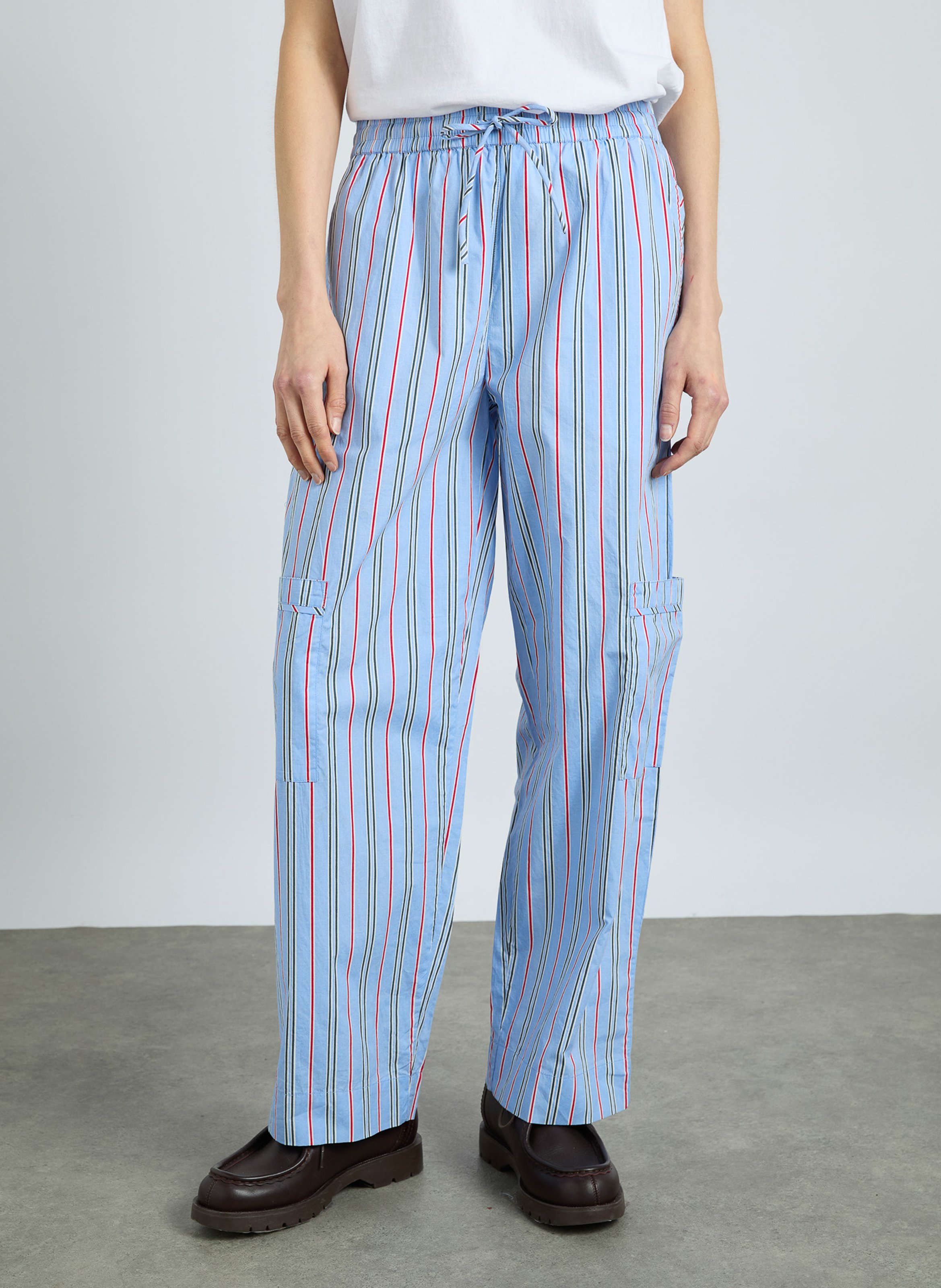 Elasticated straight leg striped trousers DAMSON MADDER Blue
