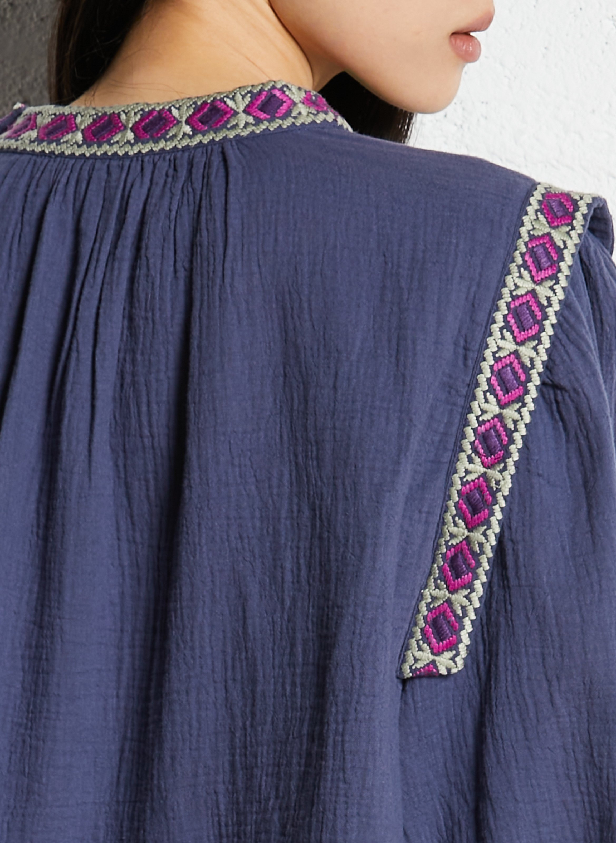 Round-neck cotton blouse LOUISE MISHA Blue