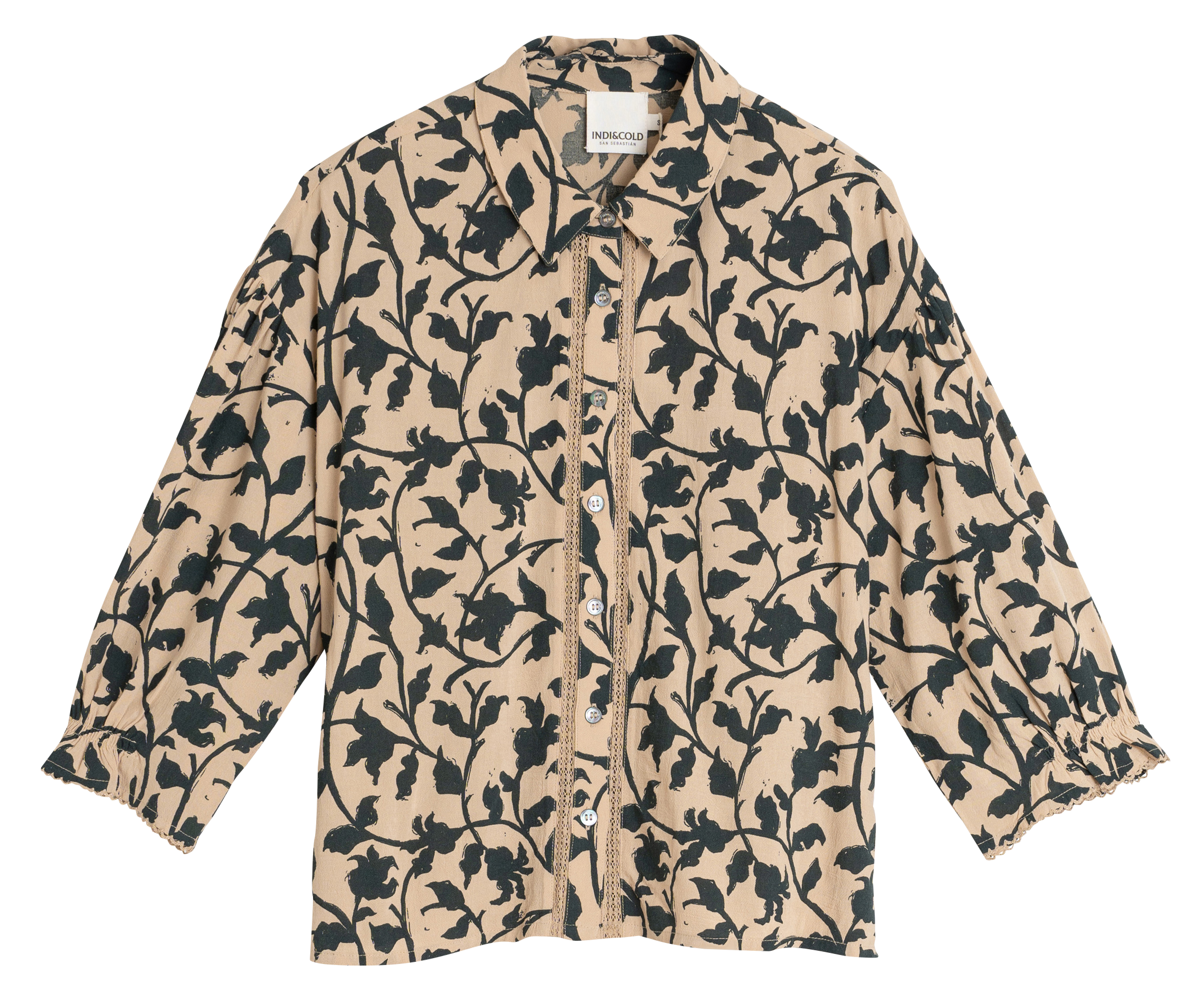 Chemise ample à motifs floraux INDI & COLD Beige