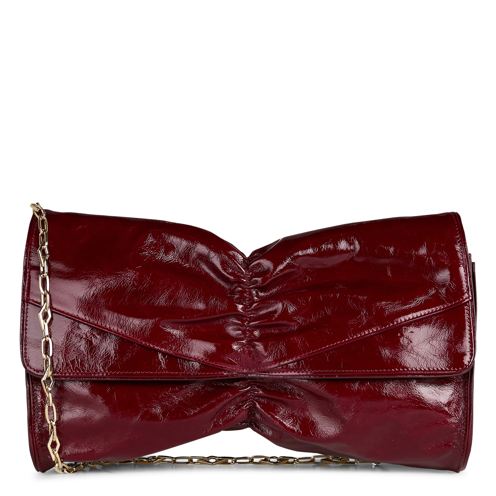 Pochette nœud vernie en cuir BA&SH Rouge