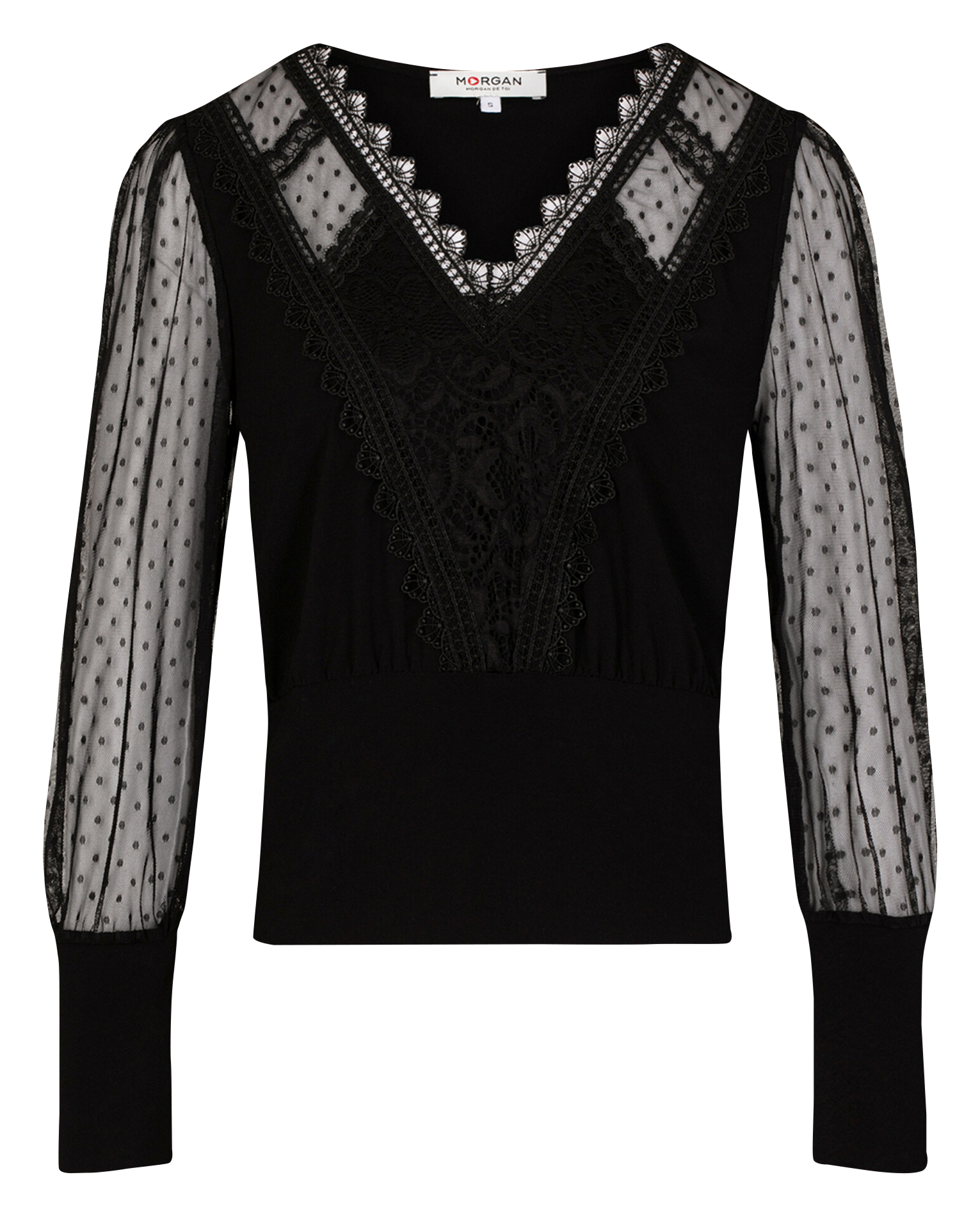 Buttoned printed V-neck top MORGAN Black