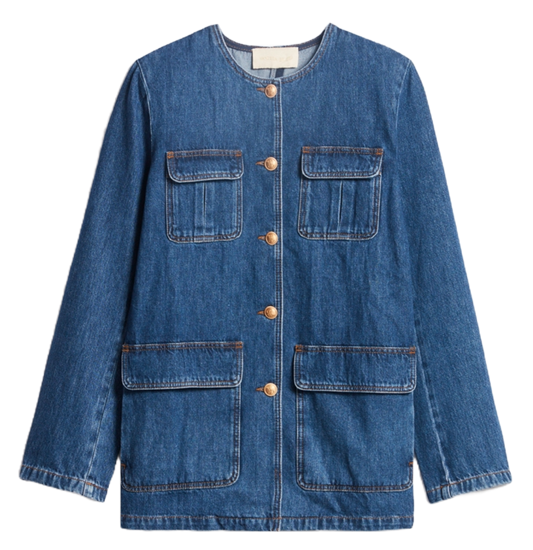 Round neck denim-look jacket VANESSA BRUNO Blue
