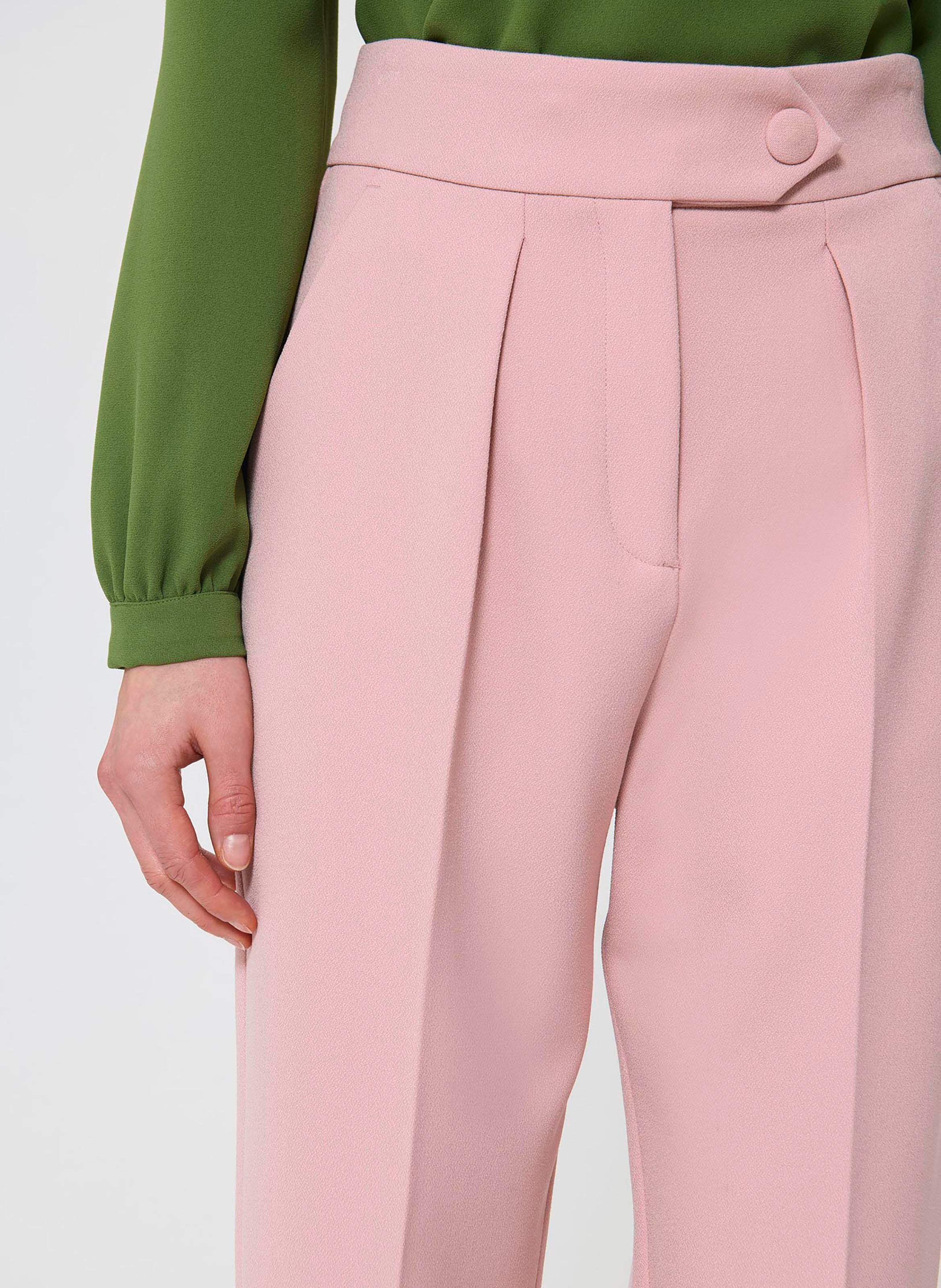 Pantalon carotte uni taille haute Beige