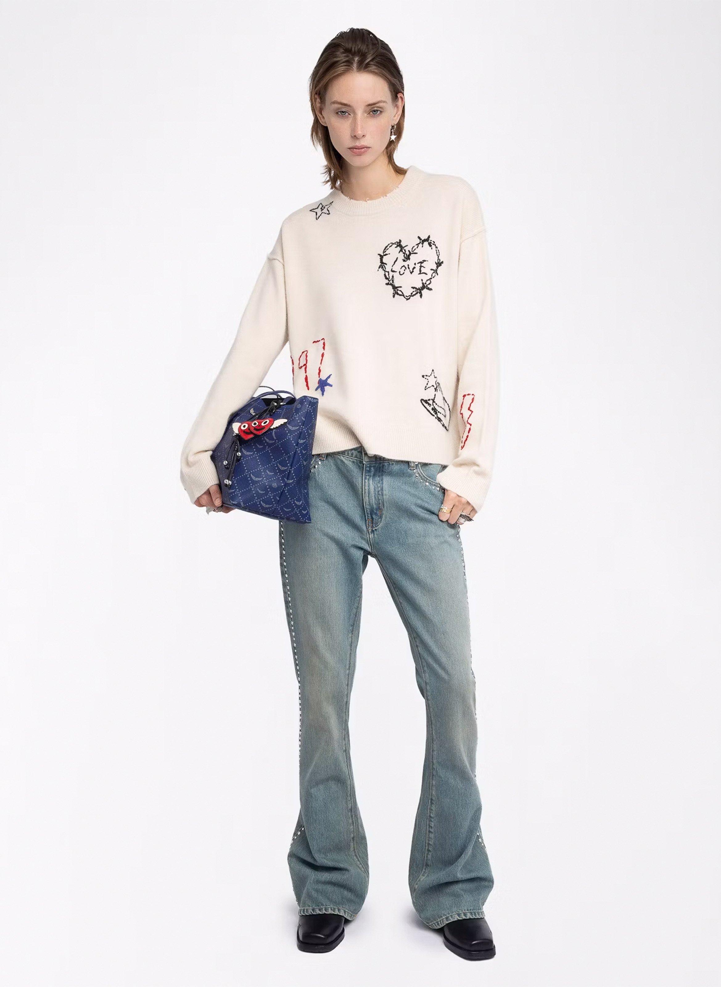 Maglione girocollo in cashmere ZADIG&VOLTAIRE Bianco