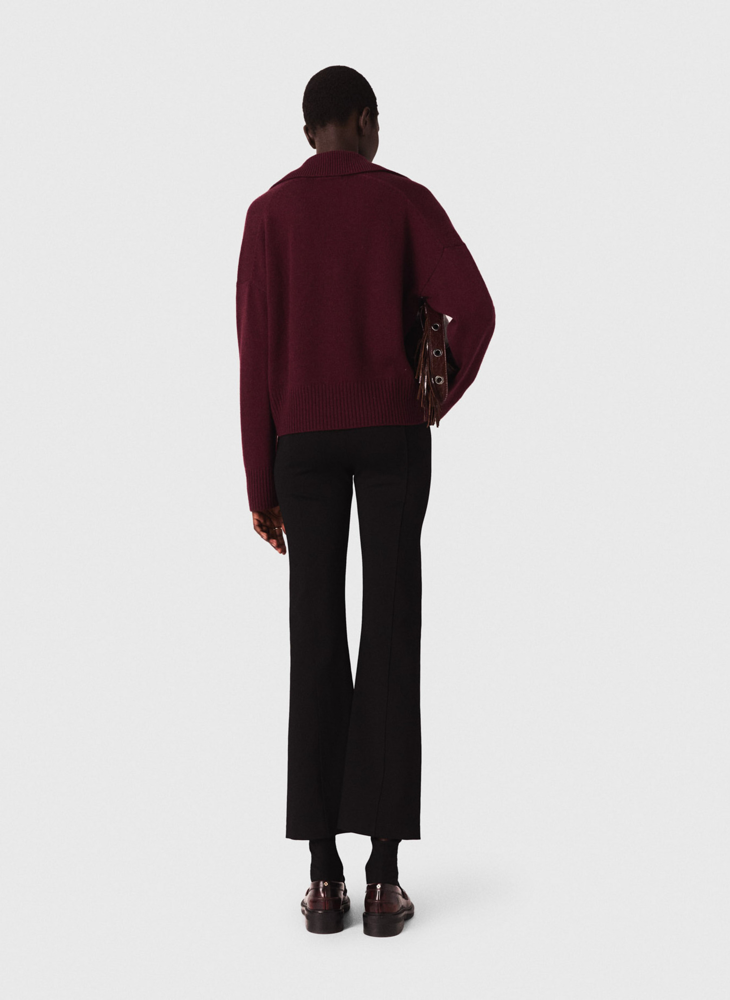 Pantalon fllare fendu MAJE Noir