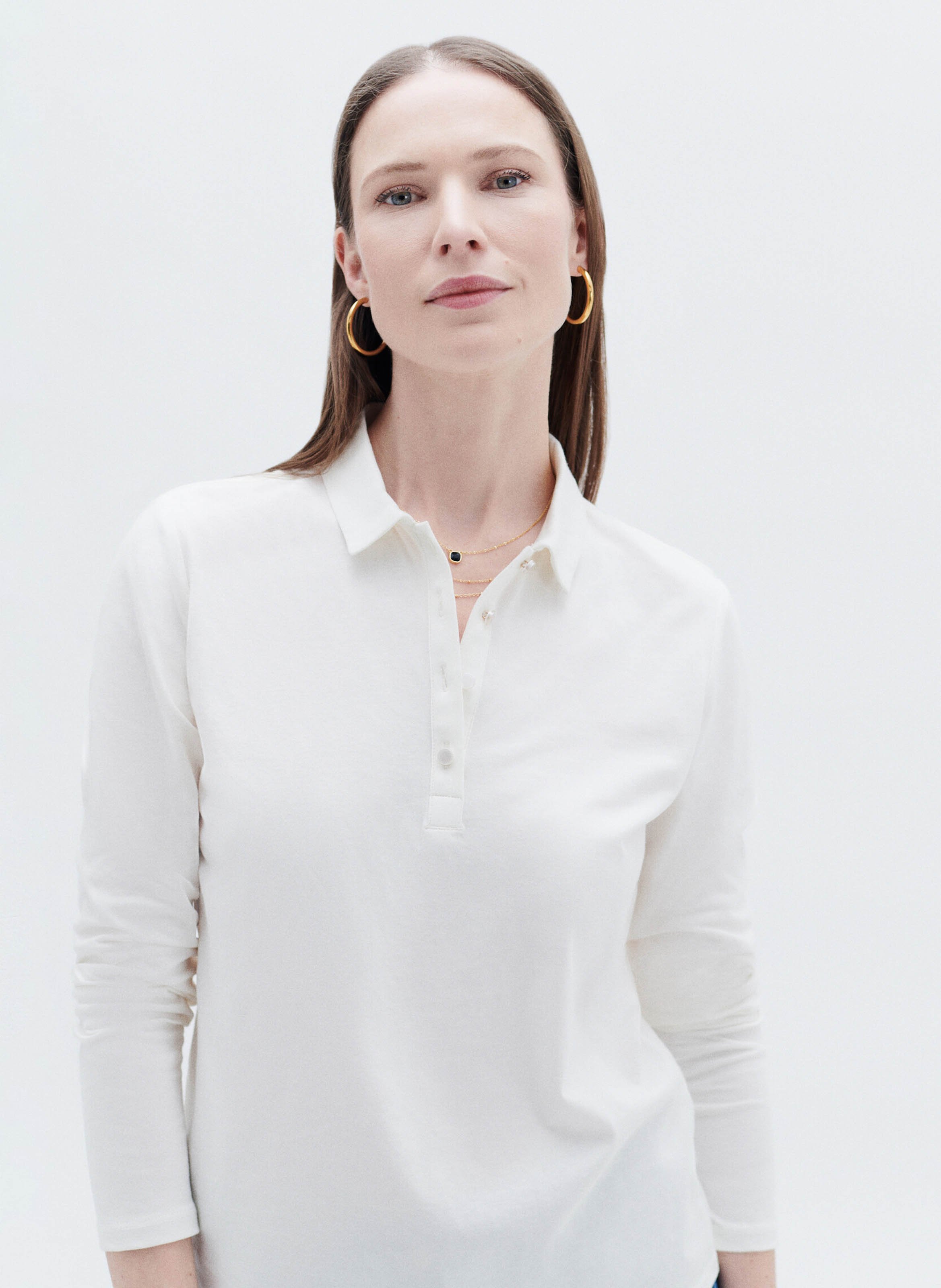 Cotton T-shirt with polo collar CAROLL White