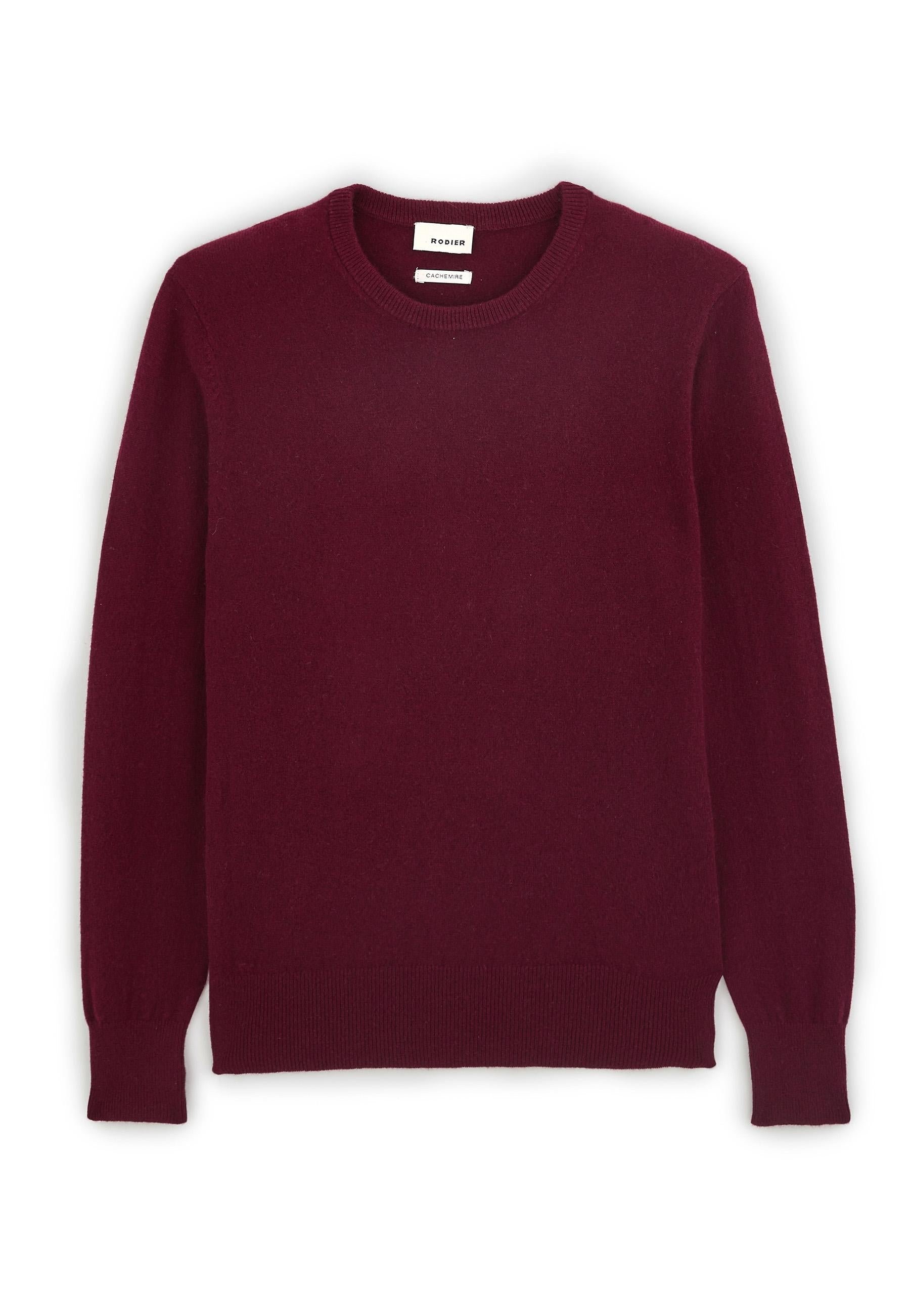 Pull homme col rond en cachemire 2 fils RODIER Rouge