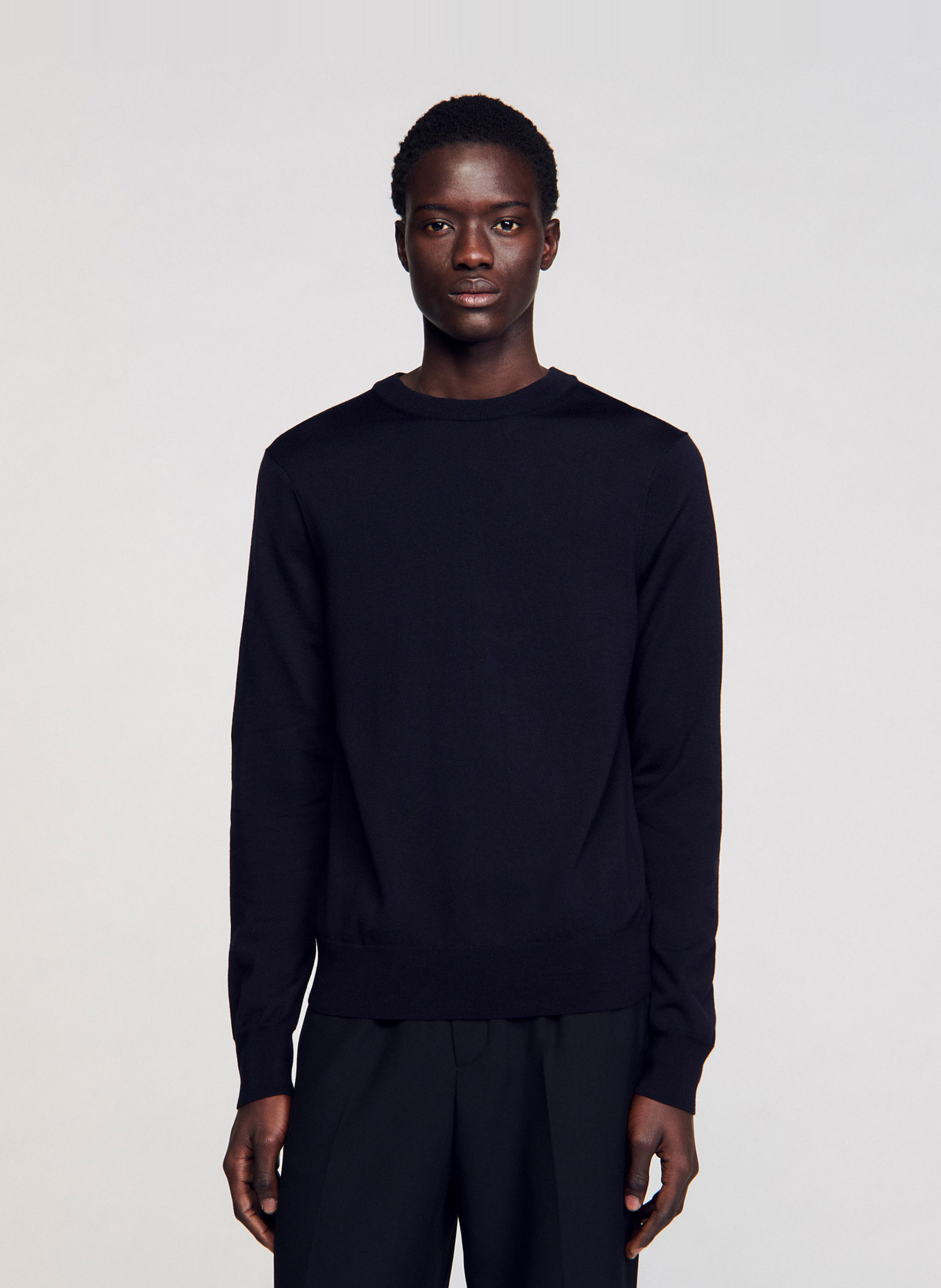 Round-neck wool sweater SANDRO Blue