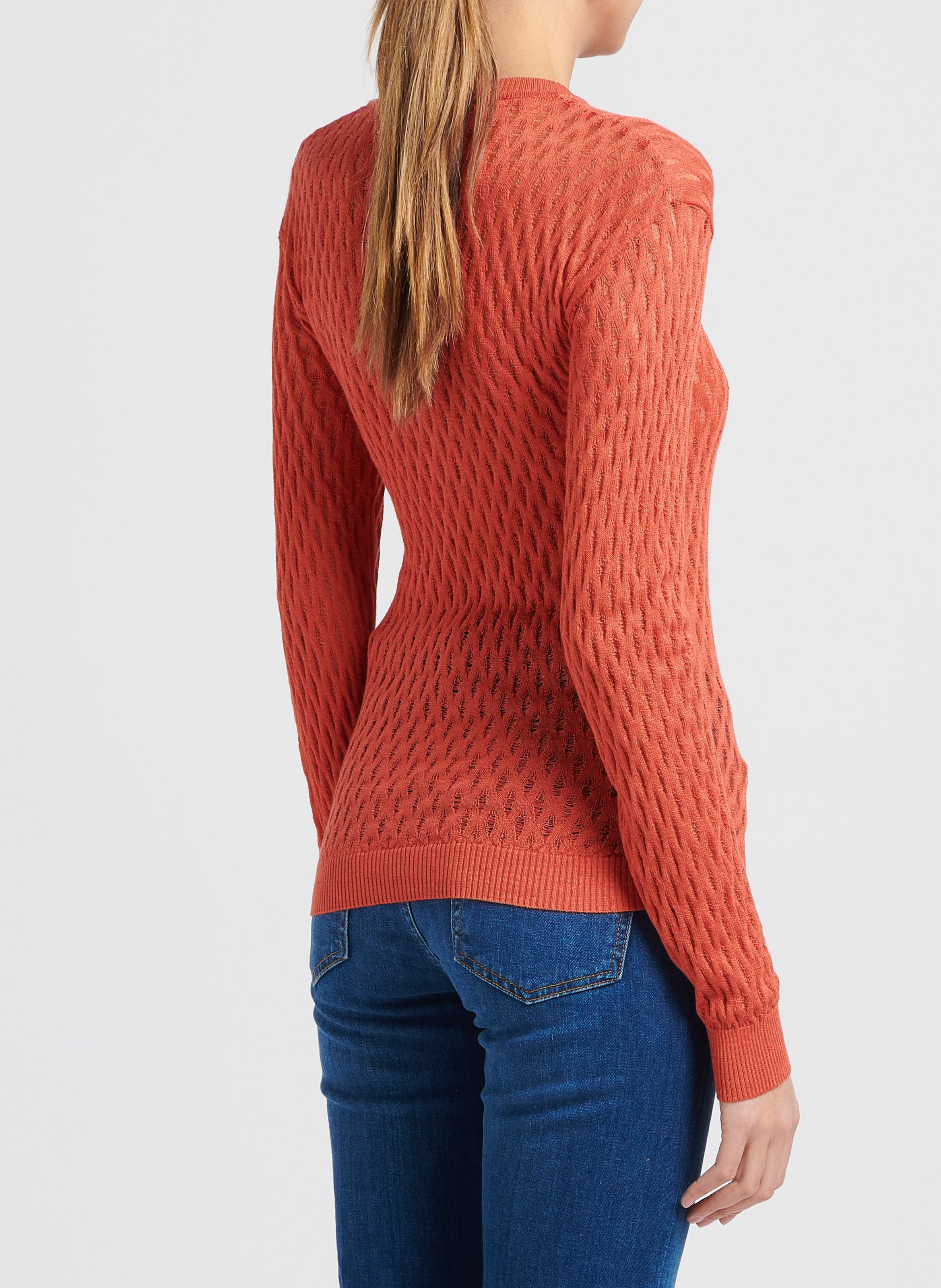 Top col rond en maille ajourée MAX&Co. Orange