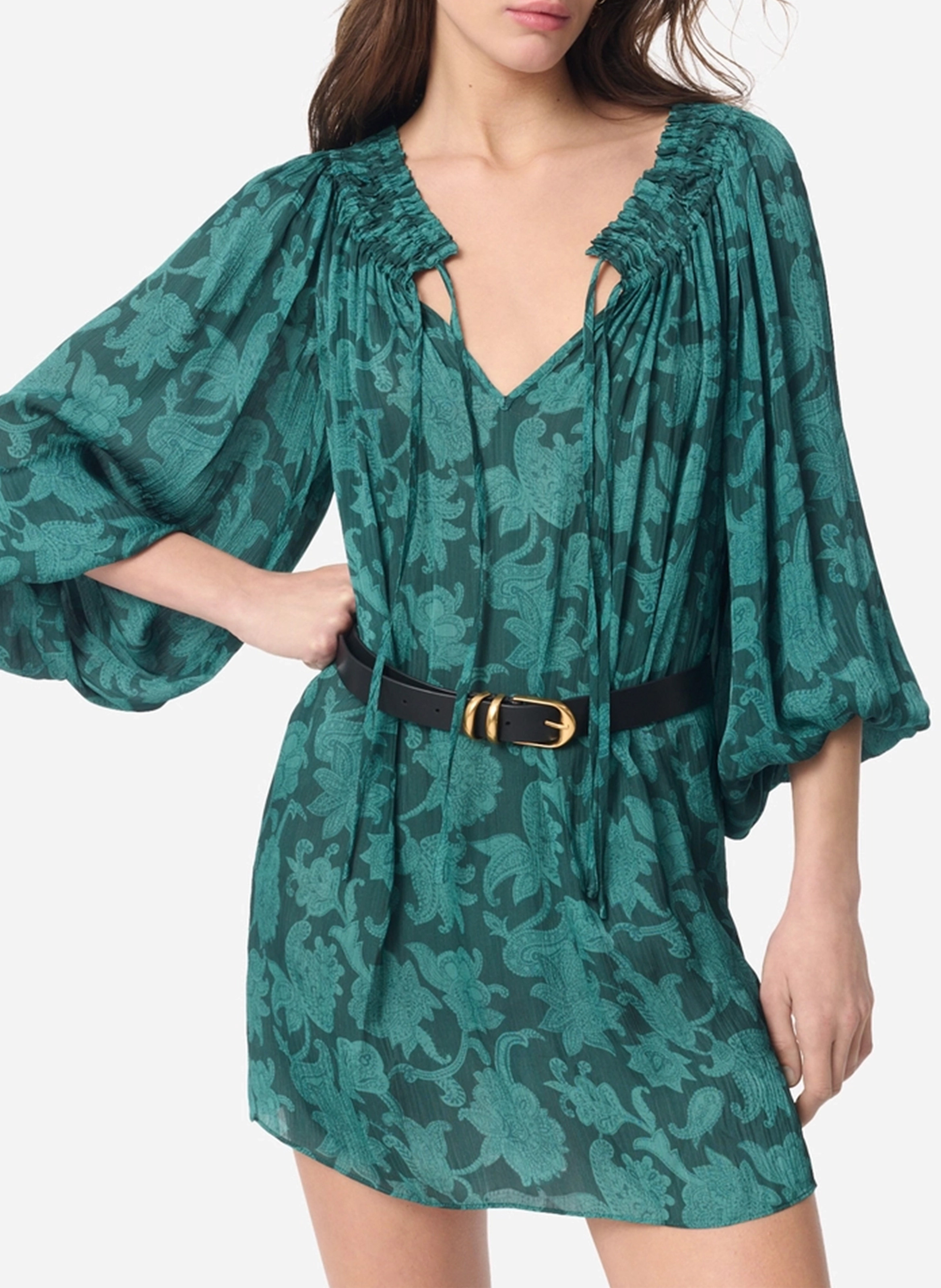 <em>Korte jurk met bardot halslijn en print</em> VANESSA BRUNO Groen