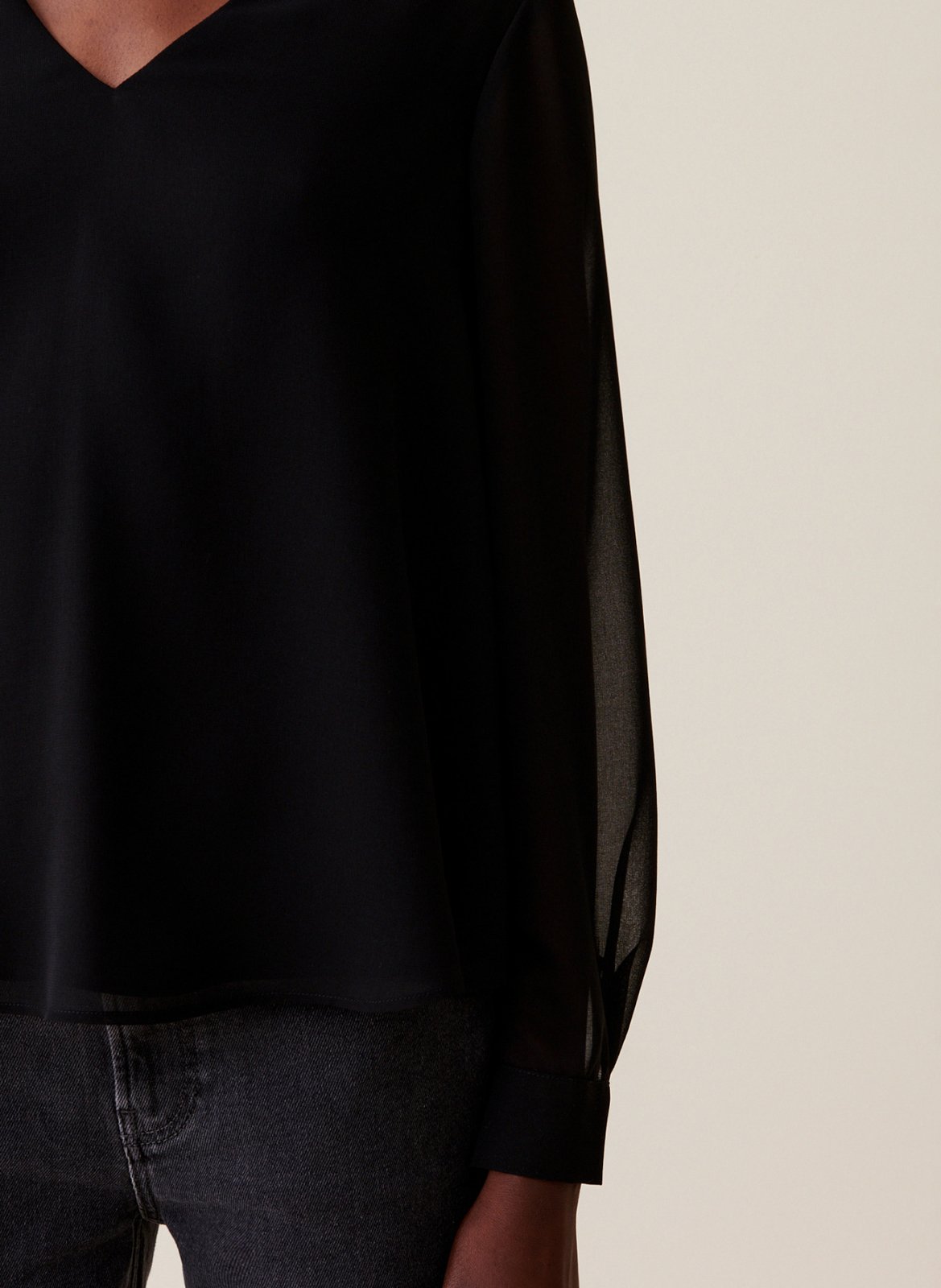 Doorschijnende soepele blouse CLAUDIE PIERLOT Zwart