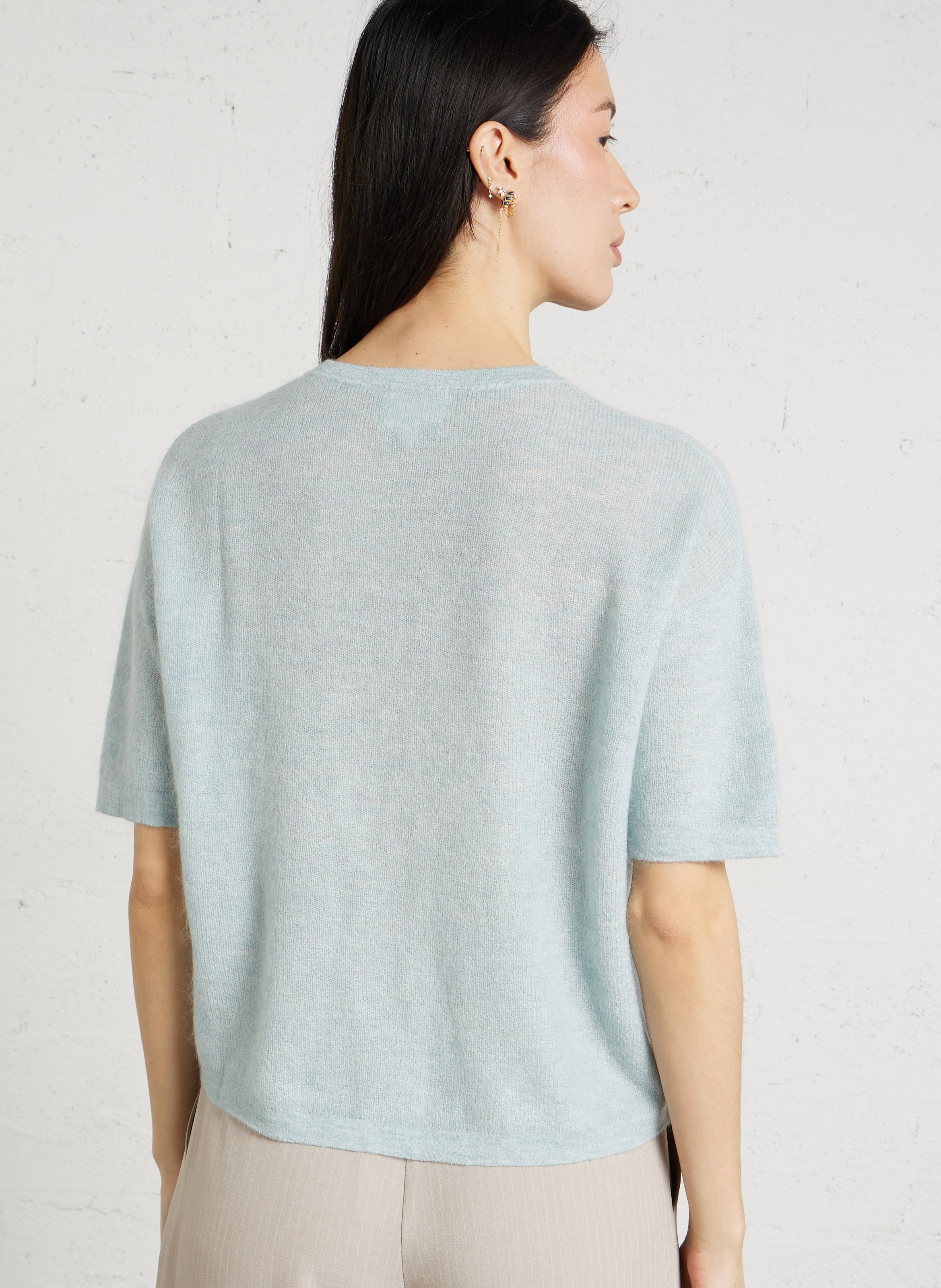 Boat-neck mohair-blend sweater MAISON 123 Blue